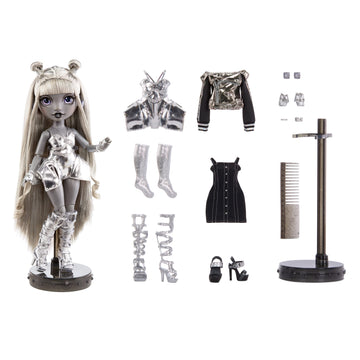 Rainbow High Shadow Series 1 Luna Madison- Grayscale Fashion Doll. 2 Metallic Grey Designer Outfits To Mix & Match, Great Gift For Kids 6-12 Years Old And Collectors