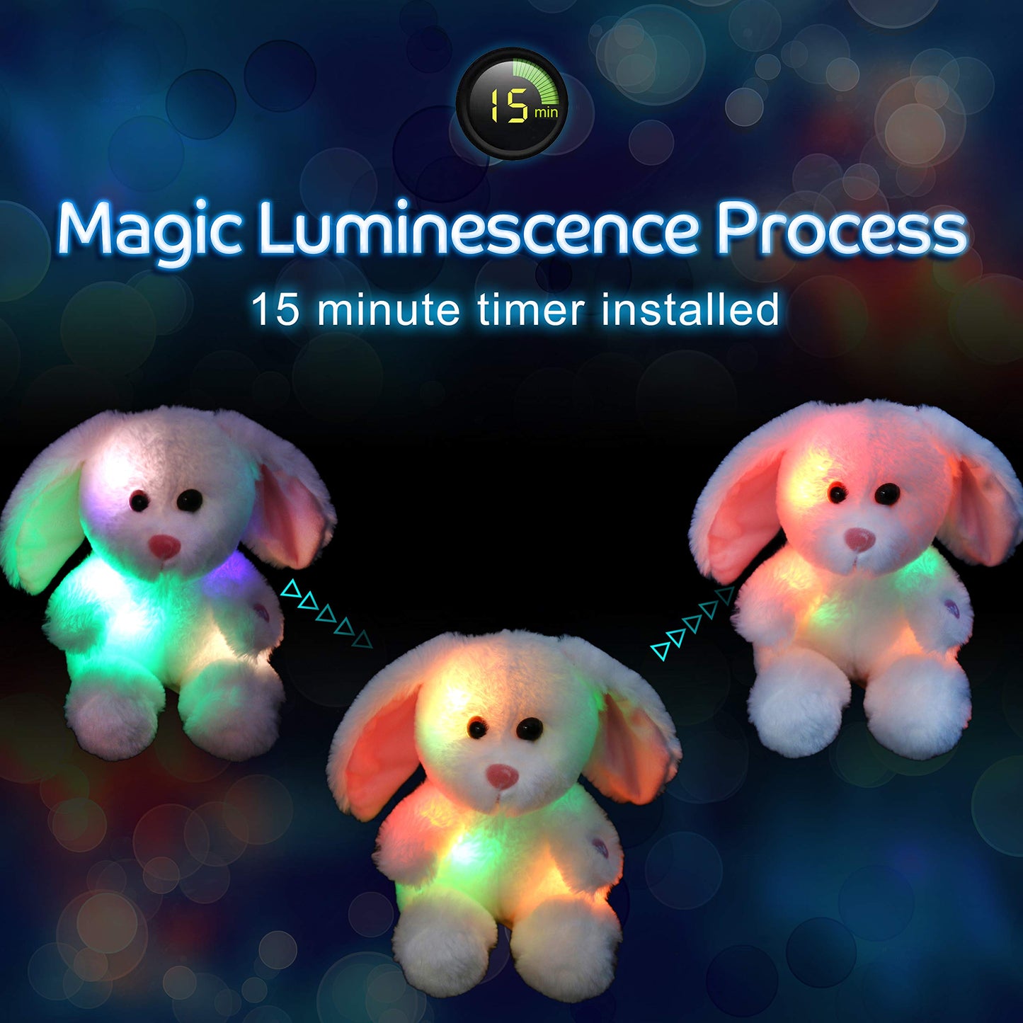 Bstaofy 8'' Easter Light Up White Bunny Soft Plush Toy Led Rabbit Lop Ear Night Light Stuffed Animals Easter Birthday Valentines