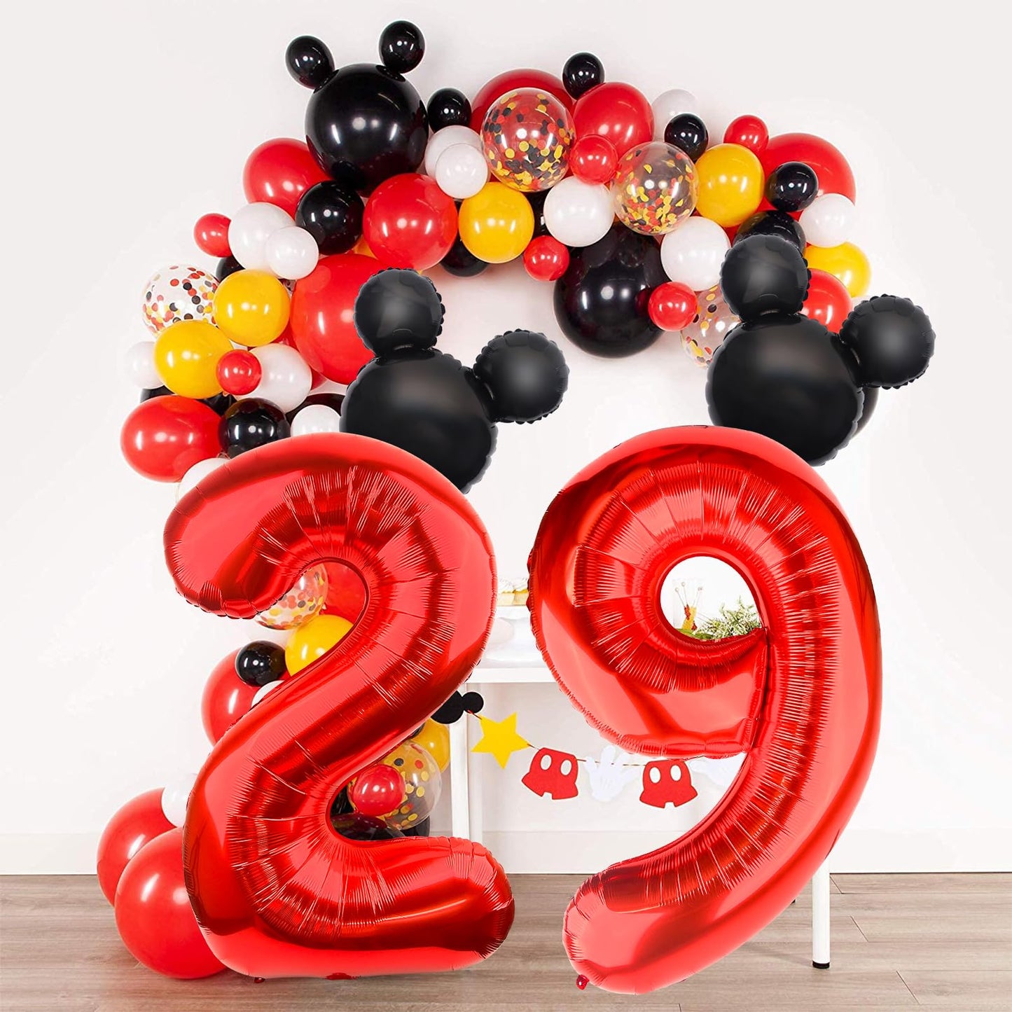 Mouse Number 9 Balloon 40 Inch Red Number 9 Balloon Mini Mouse Head Balloon Large Number 9 Balloon Black Red For 9Th Mouse Themed Birthday Baby Shower