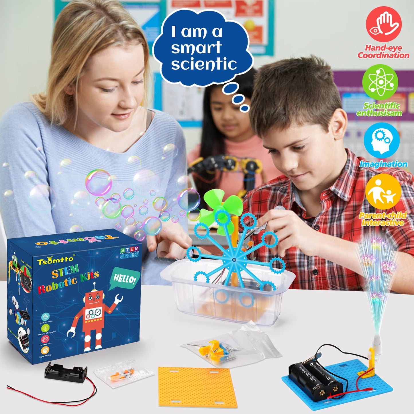 Stem Robotics Kit 6 Set Science Experiments Project Activities For Kids 6-8 8-12 Engineering Building Toy Electronic Motor Robot Craft For Boy 5 6 7 8 9 10 12+ Year Old Girl Gift Summer Outdoor Toy