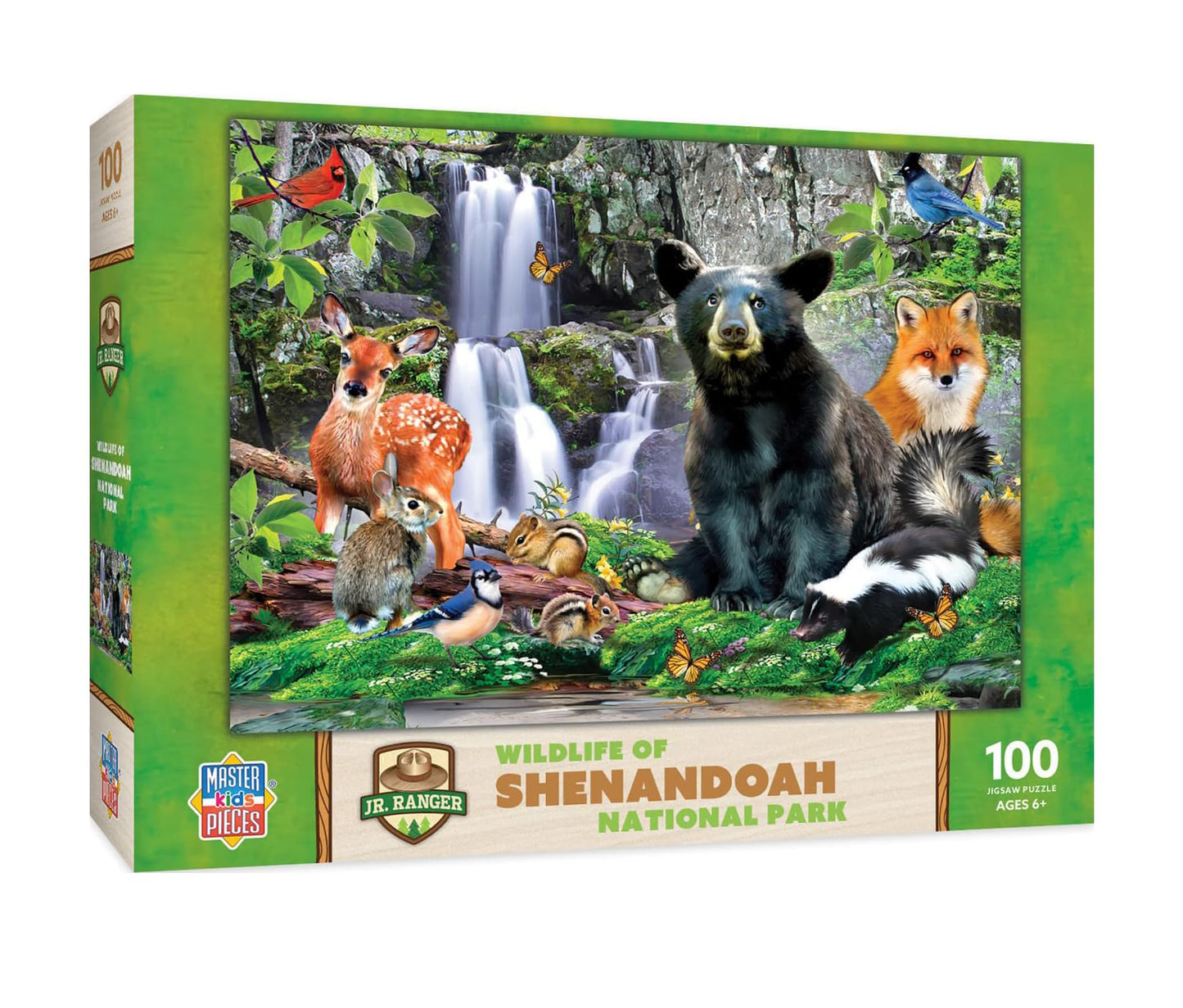 Masterpieces - 100 Piece Jigsaw Puzzle For Kid 6+ Years, Wildlife Of Shenandoah National Park, Educational And Fun Game, Gift Id