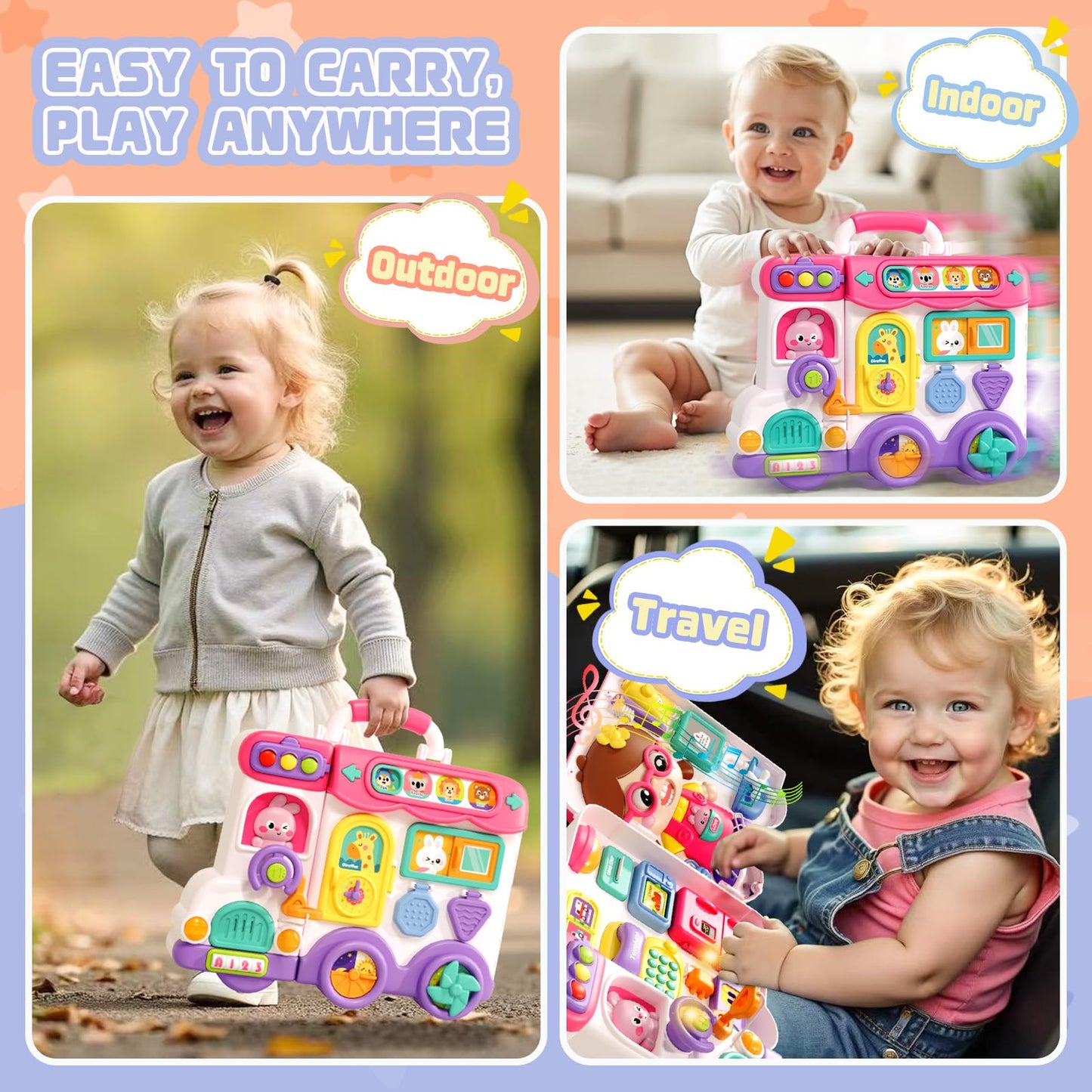 Busy Board Montessori Toys For Toddler 1-2 1-3, Learning Sensory Toddler Toys For 1+ Year Old, Educational Fine Motor Baby Toys