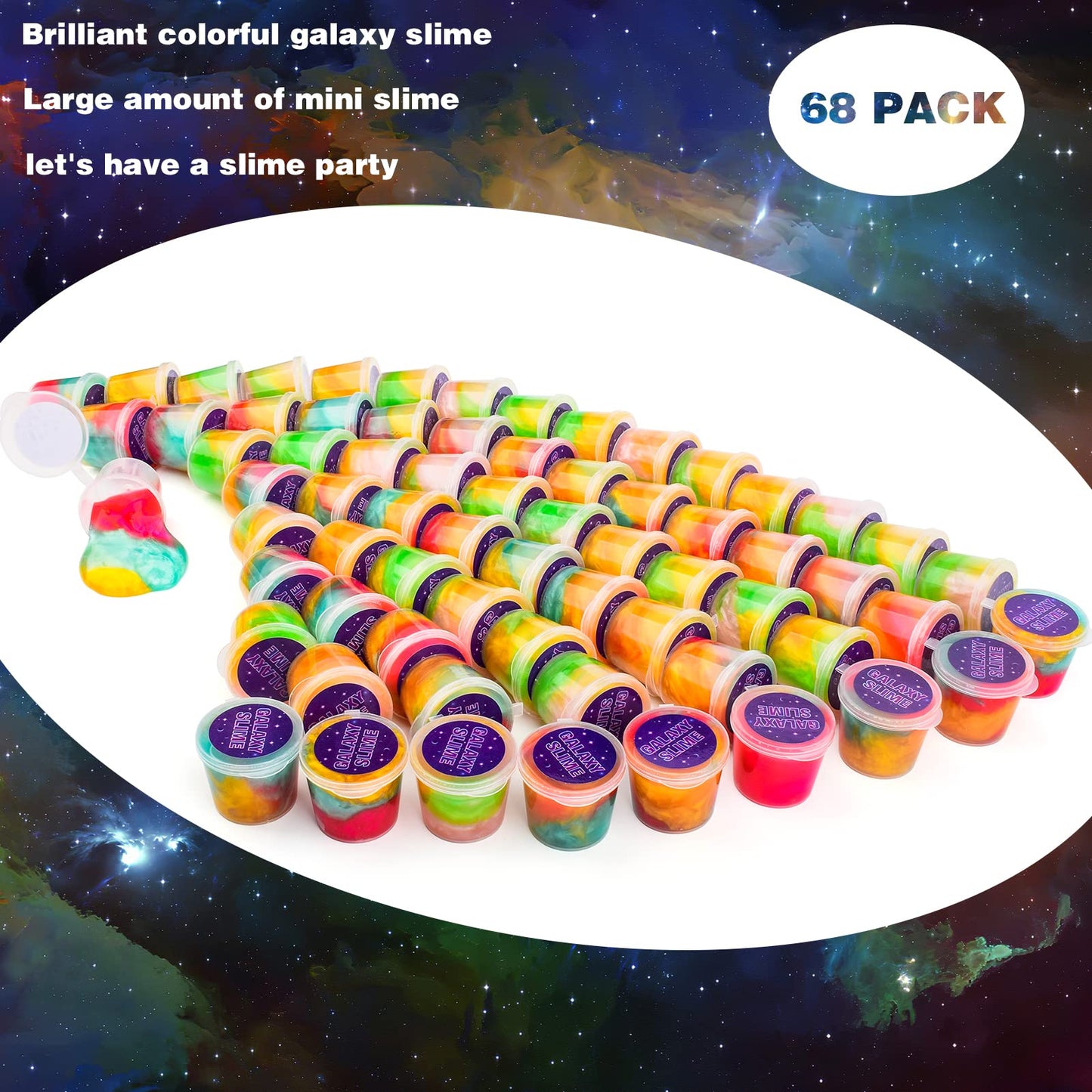 Galaxy Slime Kit 68 Pack, Mini Easter Slime Party Favors For Kids, Slime Bulk Stress Relief Toys For Girls Boys, Soft & Non-Sticky, Goodie Bag Stuffers, Putty Slime Toy For Kids