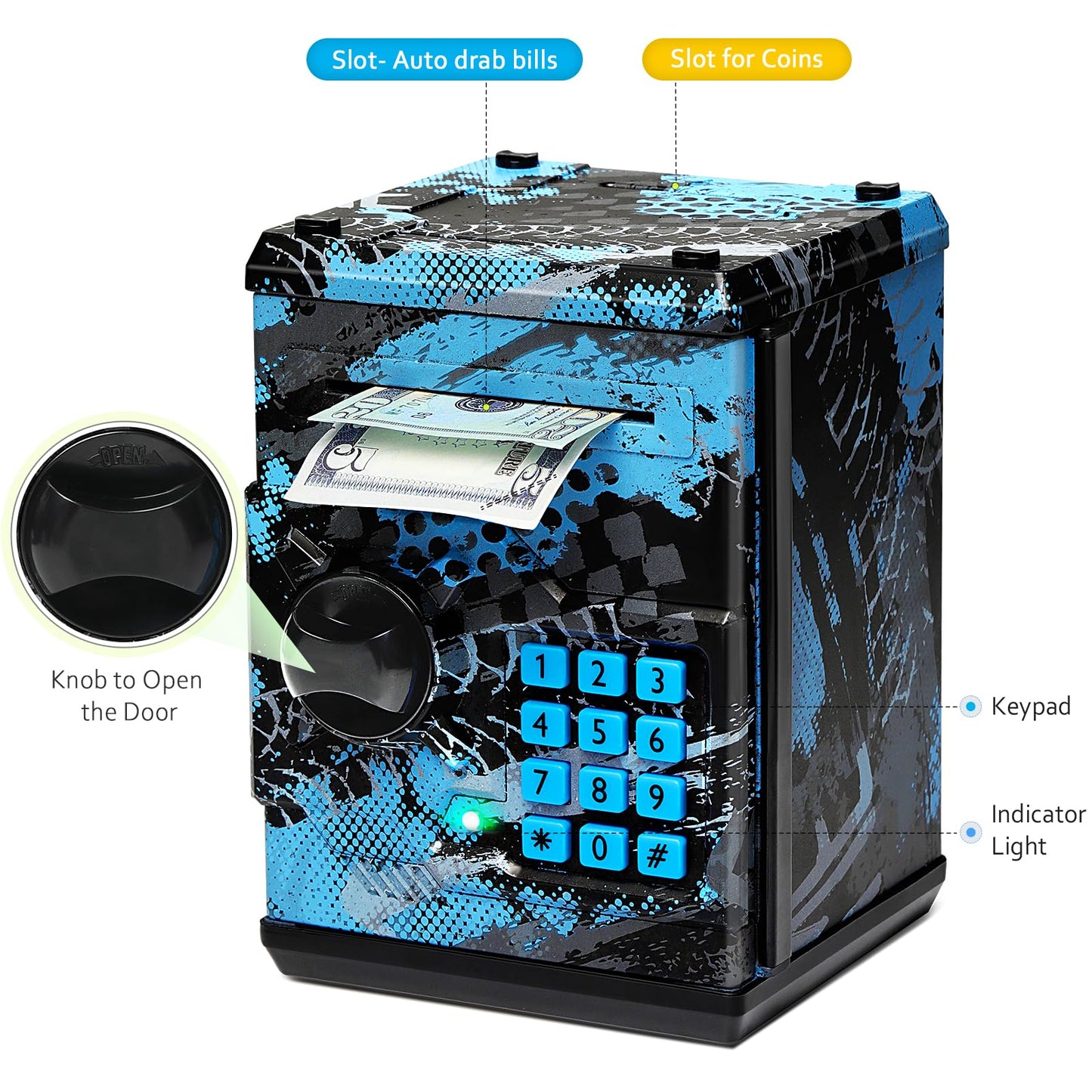 Atm Piggy Bank For Boys Girls, Vcertcpl Mini Atm Coin Bank Money Saving Box With Password, Kids Safe Money Jar For Adults With A