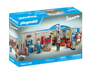 Playmobil 71620 Garage Vespa 60S - Includes Two Characters, Vespa, 2-Part Garage Wall, Mobile Lift Platform And Accessories - Fr