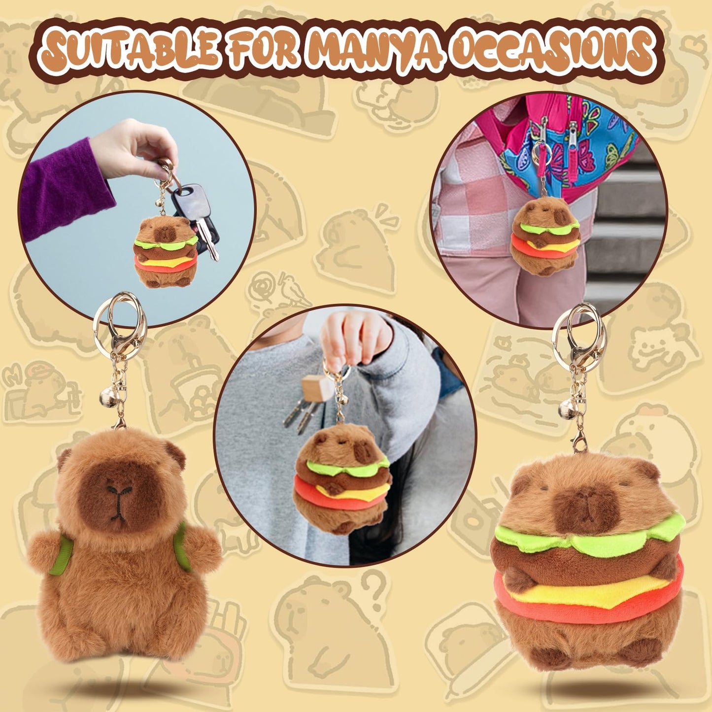 Chdblock 2 Pcs Capybara Plush Keychain Toy, Capybara Stuffed Animals, 7.3 Inch Capybara Plush Toy, Capybara Pendant For Backpack