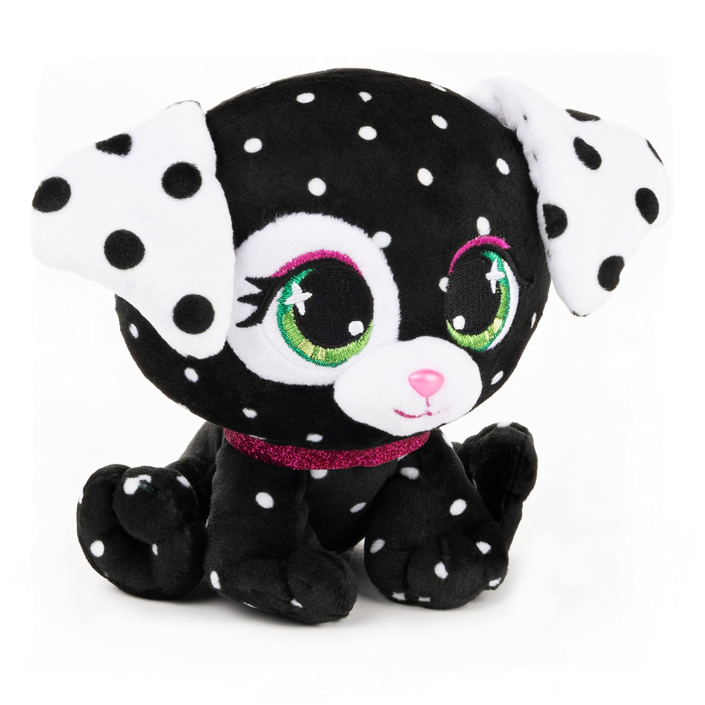 Gund P.Lushes Designer Fashion Pets Dottie Woofington Premium Dog Stuffed Animal Soft Plush With Glitter Sparkle, Black And Whit