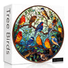 Stained Glass Puzzle Bird Puzzles For Adults 1000 Pieces, Round Bird Tree Jigsaw Puzzle, Impossible Hard Difficult Challenging Puzzles For Adults