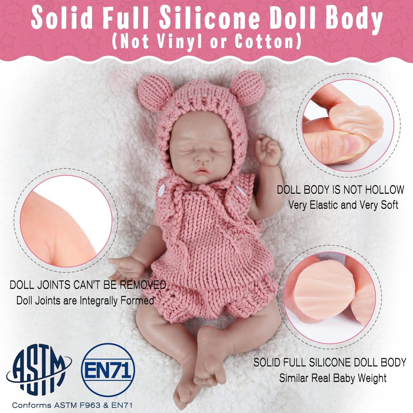 Vollence 12 Inch Platinum Silicone Baby Dolls Full Body Silicone Dolls Adorable Silicone Baby Doll For Child Birthday Gift - Boy
