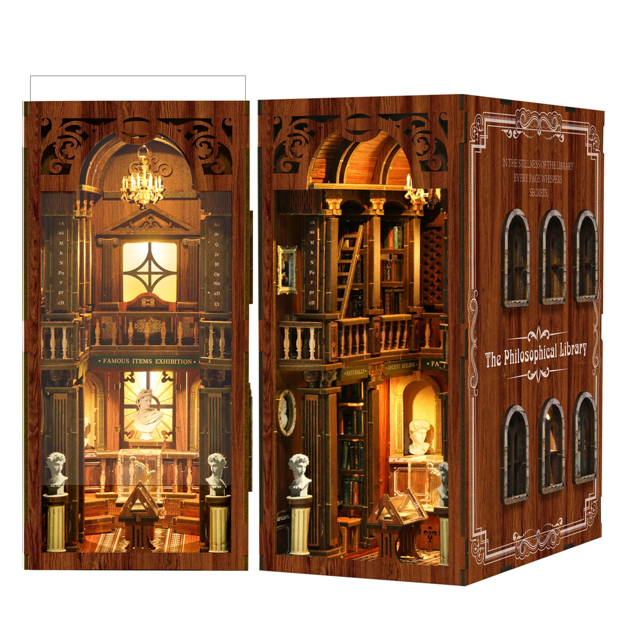 SUNNINO Kit Book Nook Fai Da Te – Caffetteria Retrò Con Luci LED – Puzzle 3D Legno Per Adulti E Ragazzi 14+