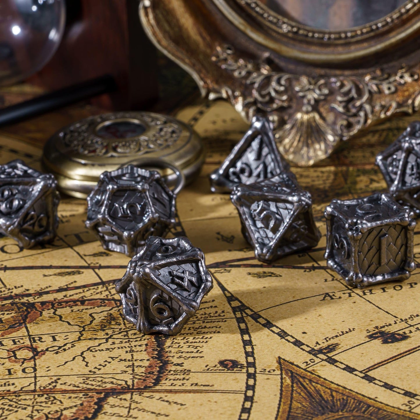 Udixi Metal Dnd Dice Set, 7Pcs Metal Polyhedral Dice Set D&D For Role Playing Games