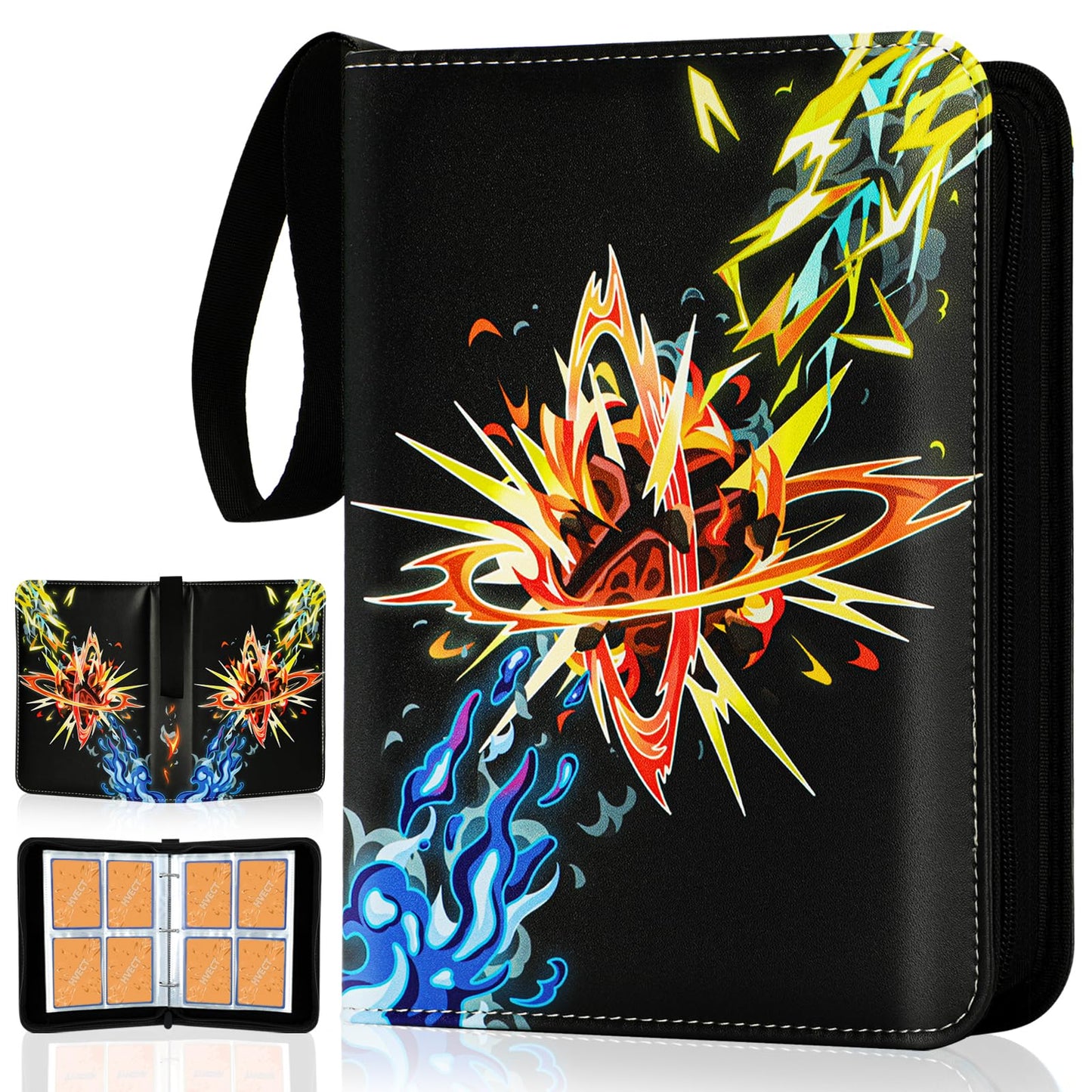 4 Pocket Card Binder for Cards, Trading Card Binder Holder Fits 400 Cards with 50 Removable Sleeves, Card Collection Binder Albu