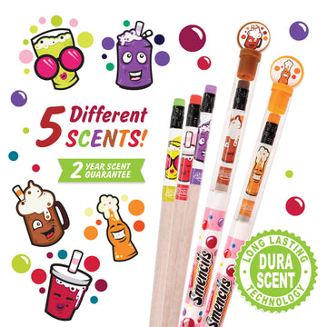 Scentco SODA Shop Smencils Scented Pencils, 5 Count, Recycled Newspaper, Gifts for Kids, School Supplies