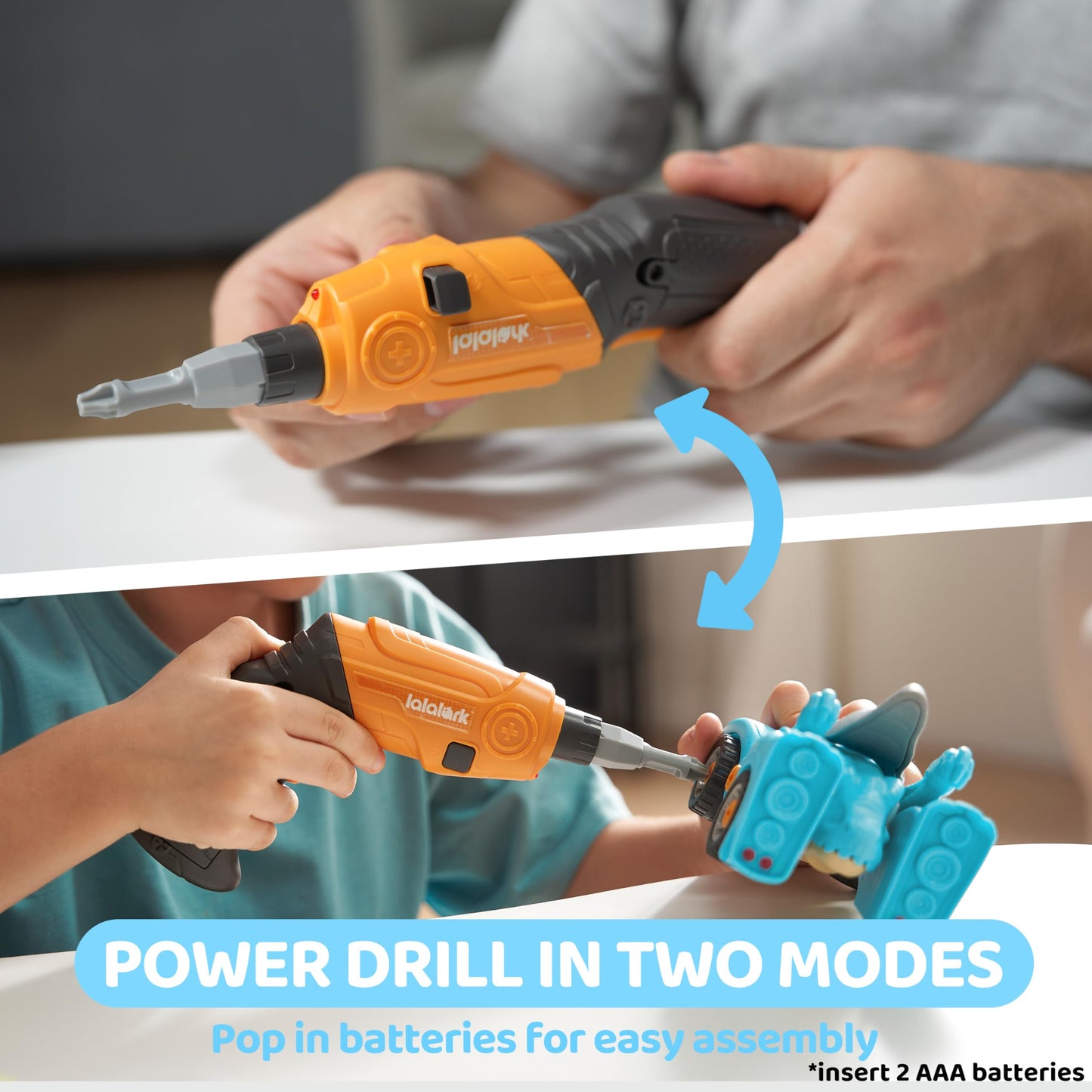 Lalalark Dinosaur Toys, 3 Pack Take Apart Dinosaur Toys with Electric Drill, Transforming Construction Building Toys, Two-Way Sw