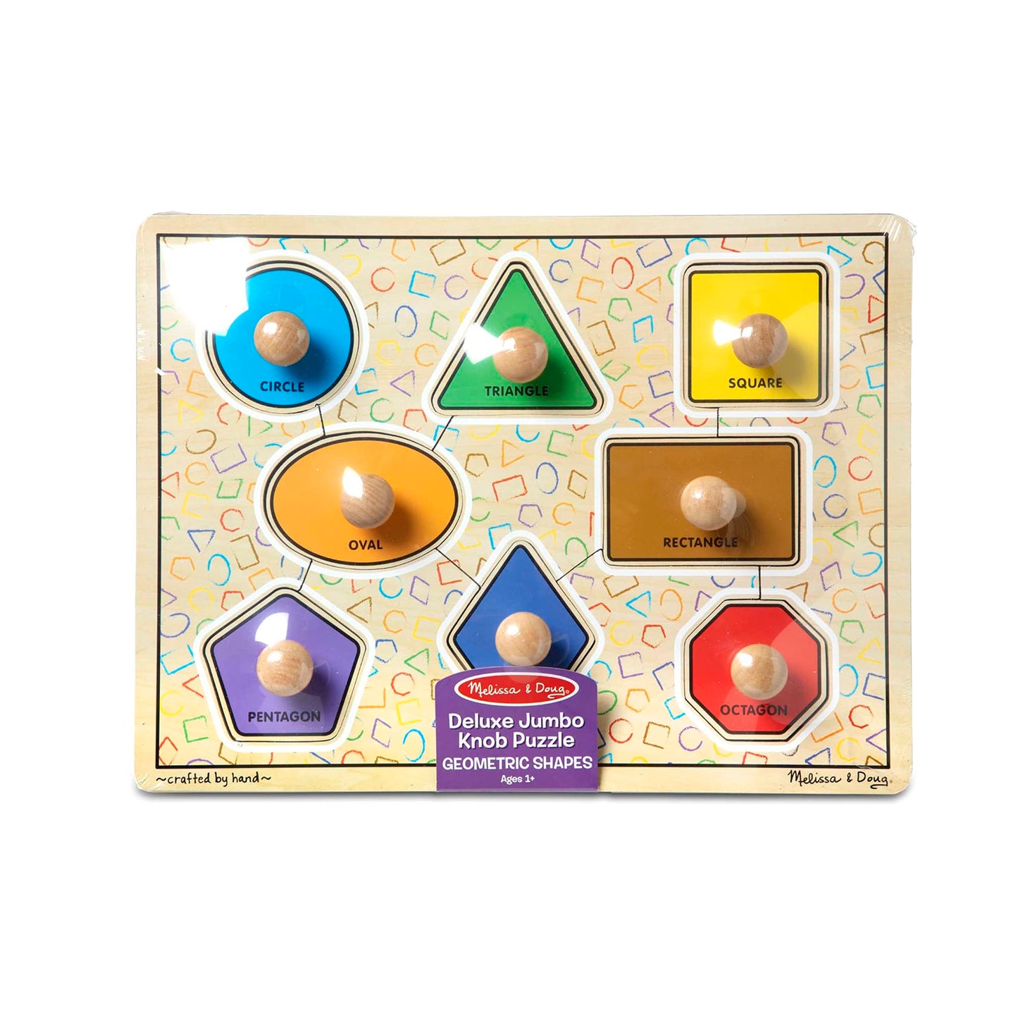 Melissa & Doug Geometric Shapes Lg Peg Puzzle Puzzles Wooden Toy 3+ Gift for Boy or Girl