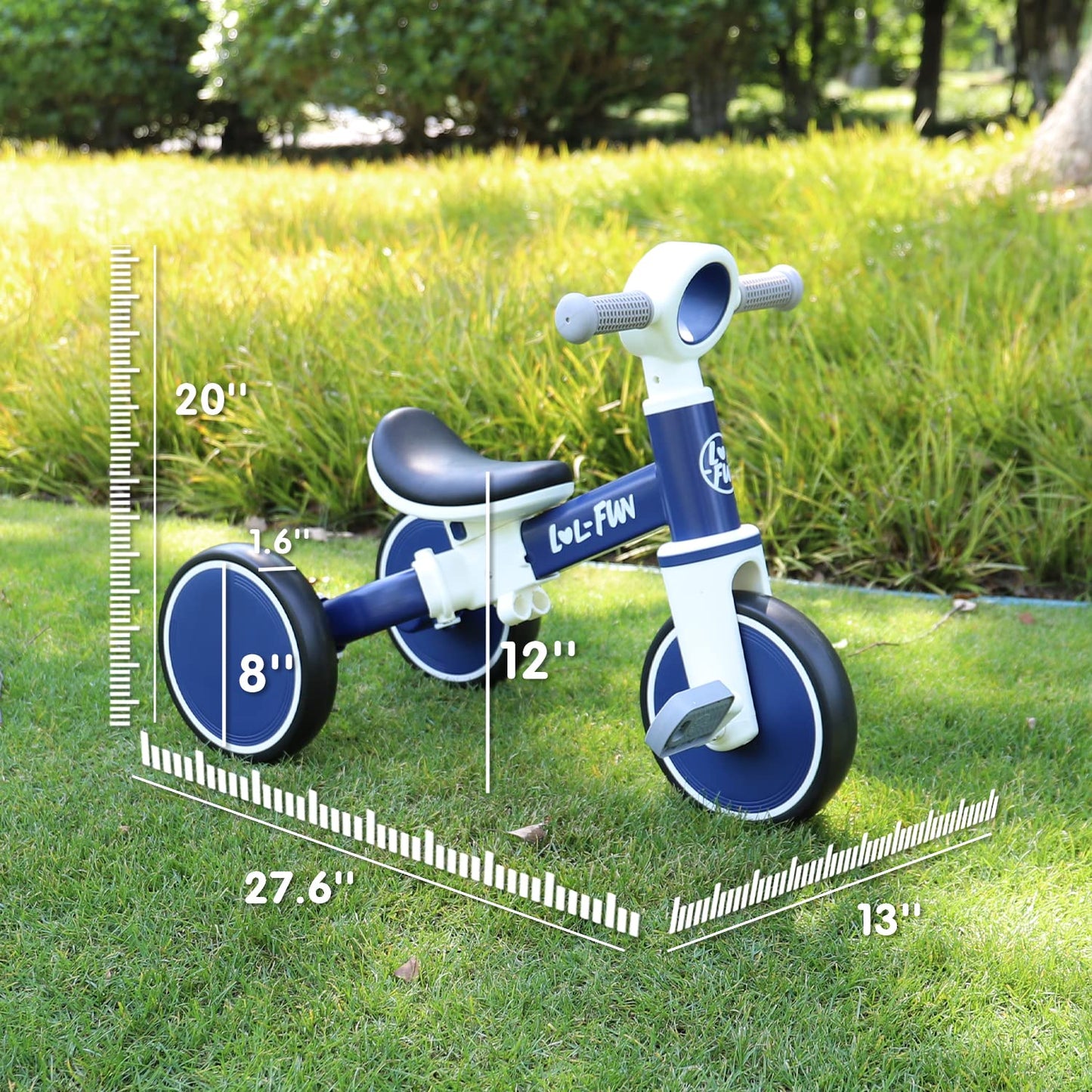 LOL-FUN Baby Balance Bike Toy for 1 2 Year Old Boys Girls Gift Toddler Tricycle 1-3 Year Old with Removable Pedal, 4 in 1 Trike