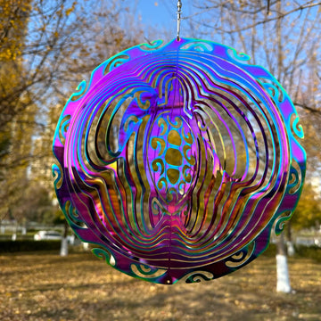 Dinoneyi Wind Spinner Outdoor Metal 3D Wind Spinner Hanging Turtle Yard Garden Decor Gifts Stainless Steel Turtle Spinners With