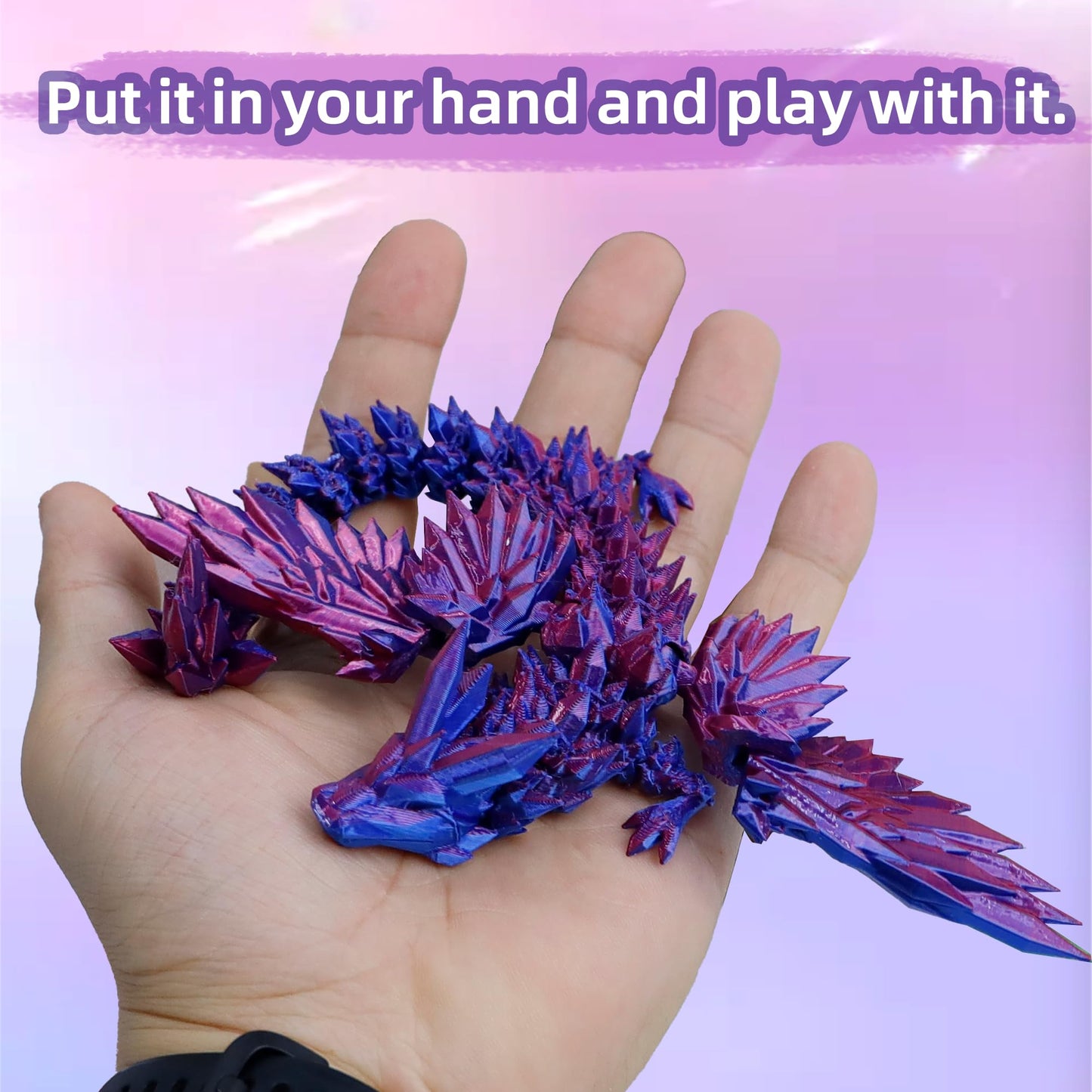 Flavery 3D Printed Flying Dragon In Egg - Easter Egg With 9'' Flexible Winged Dragon Inside, Colorful Fidget Toy, Birthday Gift,
