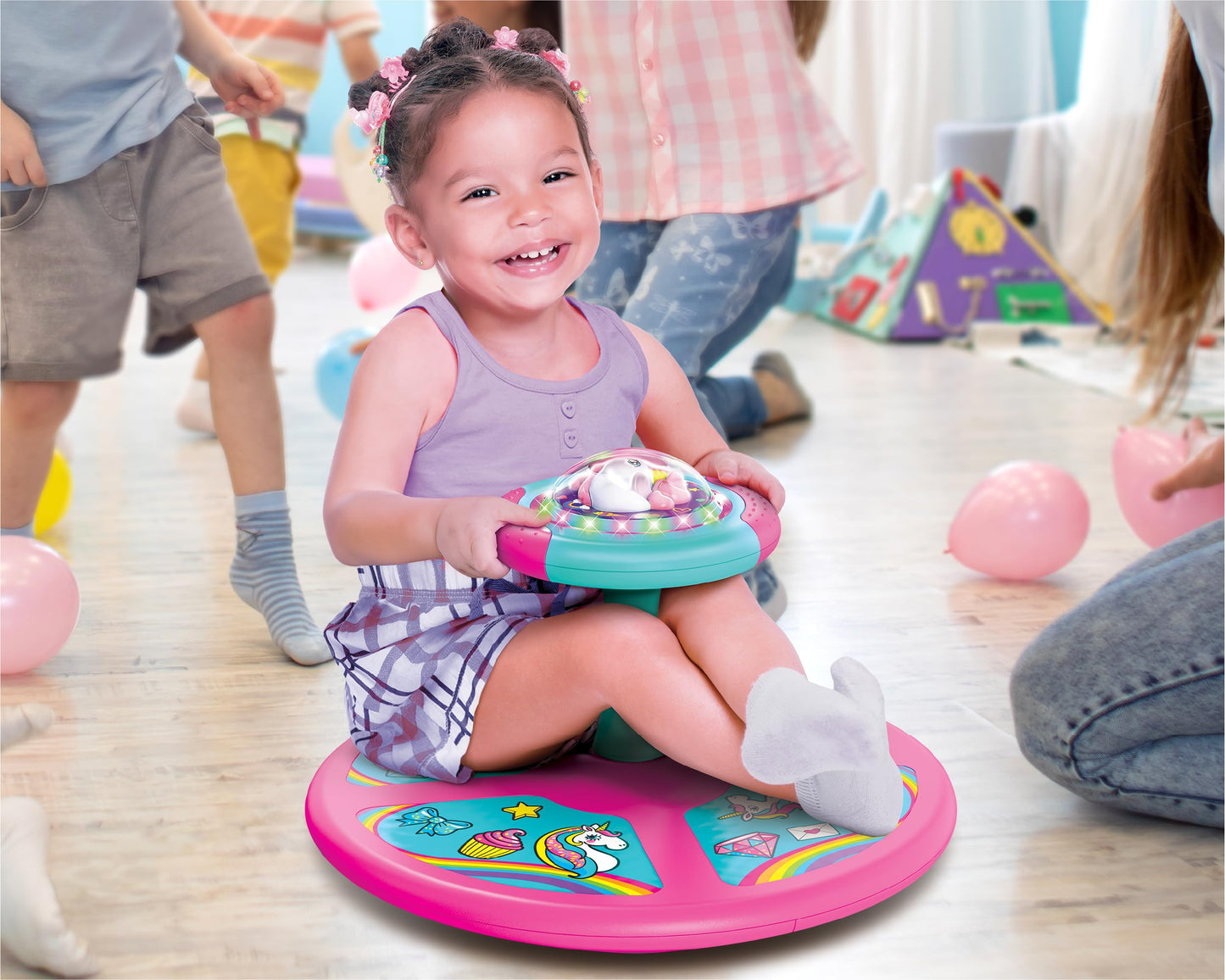 MindSprout Light-Up Unicorn Twister - 360° Spin Toy with LED Lights & Music for Toddlers Age 2+, Perfect Birthday Gift for Kids