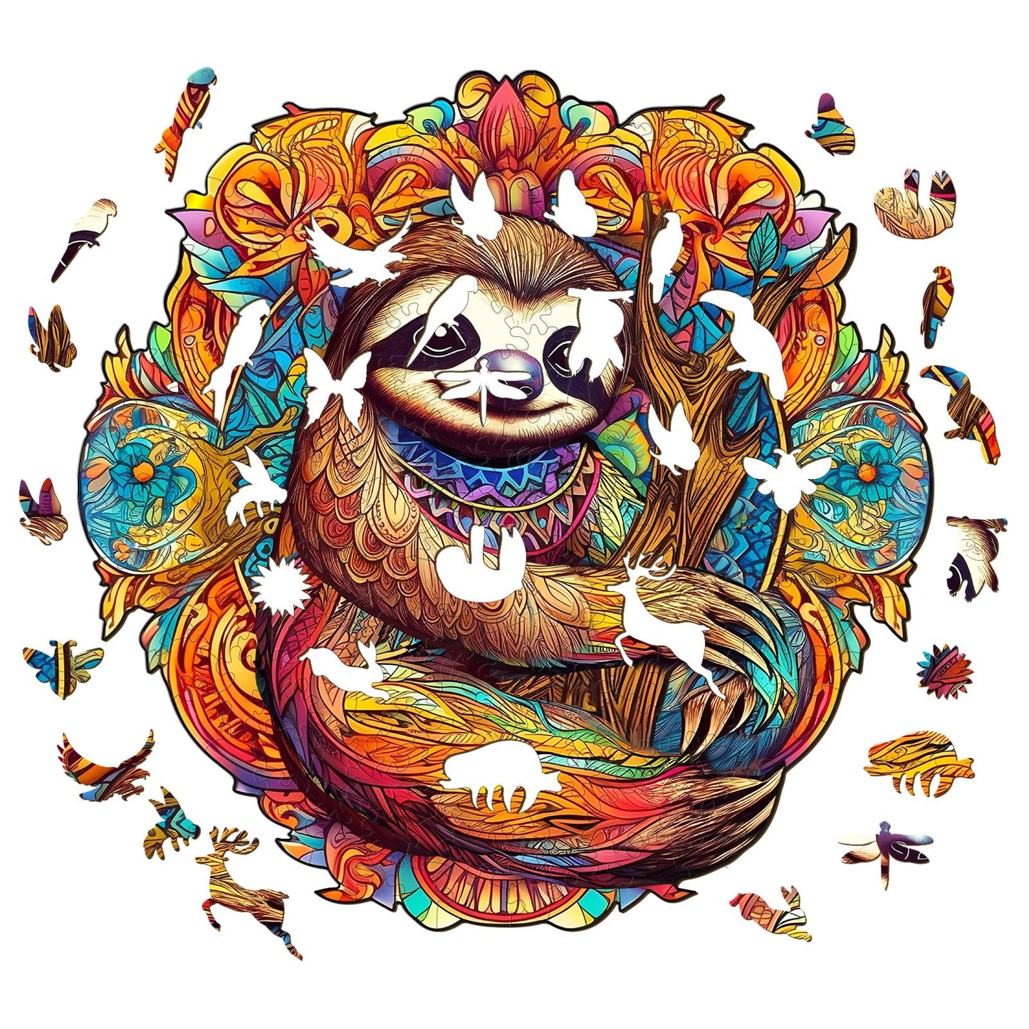 Wooden Jigsaw Puzzle, Sloth Puzzles For Adults, 200Pcs 11.8X11.7In Eco-Friendly Unique Animal Shape Sloth Puzzle, Toy Gift For A