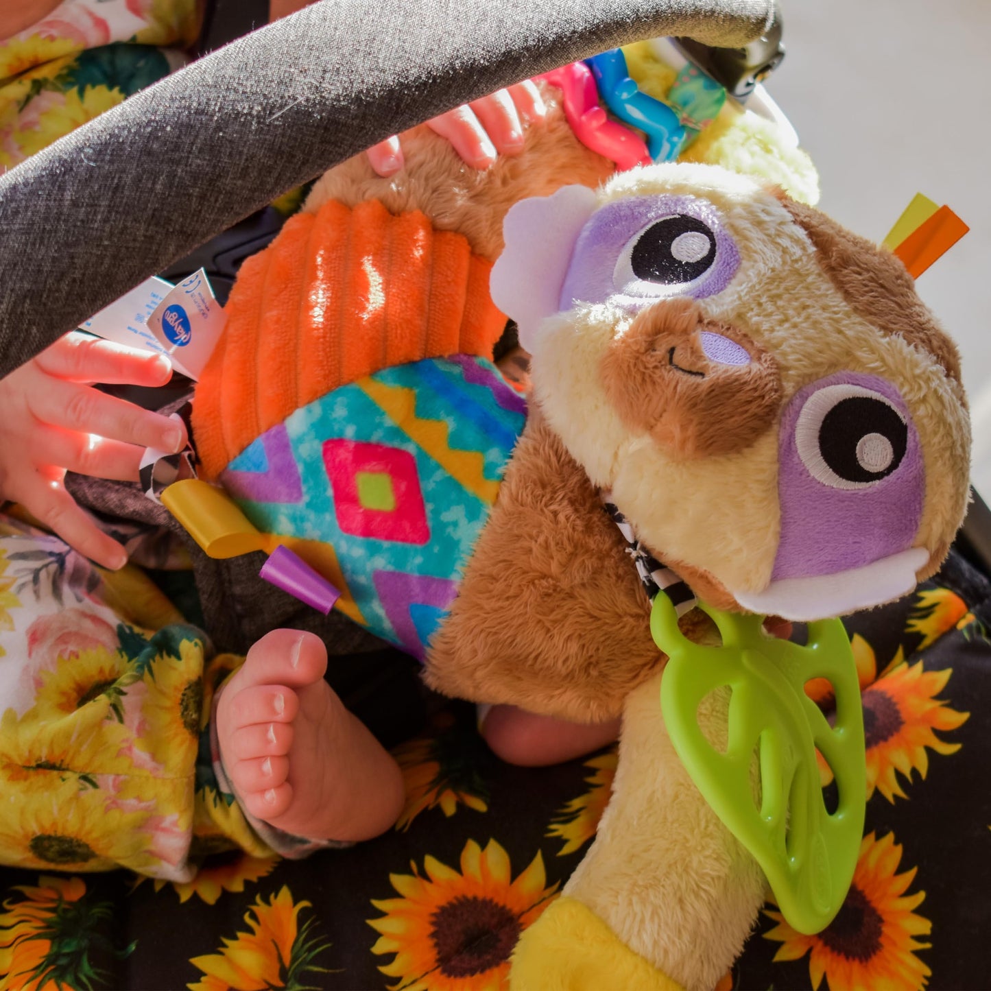 Playgro Sensory Friend Salo Sloth Baby Toy - Interactive Rattle Toy For Baby Developmental Exploration - Soft Texture Stroller Toys For Babies Grasping & Fine Motor Skill - Ideal For 0+ Months Babies