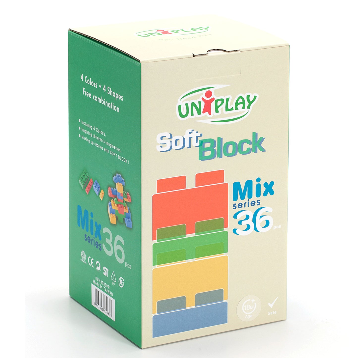 Uniplay Mix Soft Building Blocks - 36-Piece Set For Infant Early Learning, Cognitive Development, And Toddler Creative Play - Ages 3 Months+