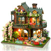 DIY Miniature House Kit Book Nook Kit for mature-themed 3D Wooden Puzzles Dollhouse Kit with LED Light Mini Building Kit Craft Kit for Teen to Build (Elven Garden)