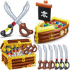 Cunhill 14 Pcs Pirate Party Set Birthday Pirate Party Decoration 1 Pc Funny Inflatable Pirate Ship Drink Cooler 1Pc Blow up Treasure Chest 12 Pcs Kid decorative replica blade for Supplies Beverage Serving Container Pool