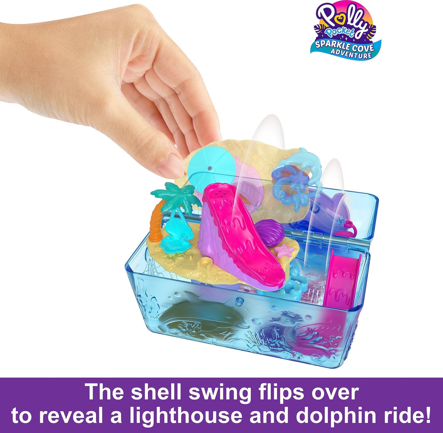 Polly Pocket Sparkle Cove Adventure Playset - Treasure Chest Toy with 2 Dolls, Surprise Accessories, Water Play, Multicolor