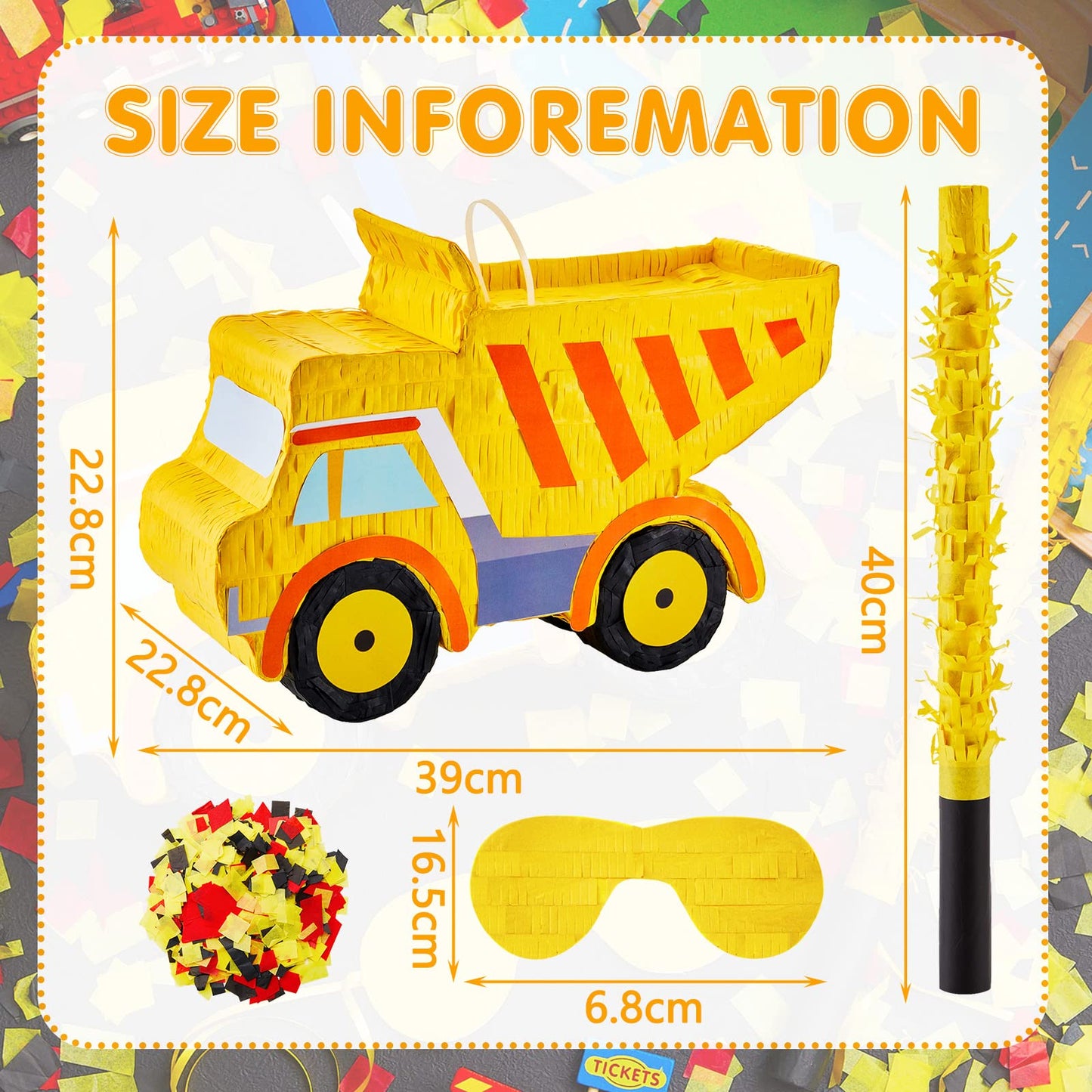 Lewtemi Piñata Party Decorations With Stick Blindfold And Confetti For Party Decorations Centerpiece, Photo Prop, Birthday, Funny Anniversary(Truck)