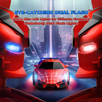 Spider Transform RC Cars Toys with Eye & Underbody Lights, 2.4GHz Remote Control Car One-Button Deformation, Fast 360Rotation Ro