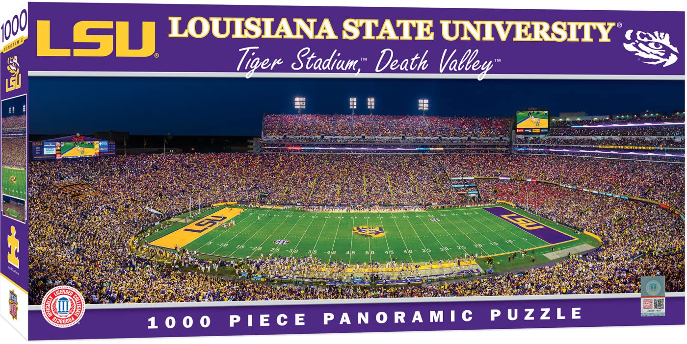 Masterpieces - 1000 Piece Jigsaw Puzzle, Ncaa Lsu Tigers, Panoramic Football Stadium View, Fun For Adults And Family, 13 X39