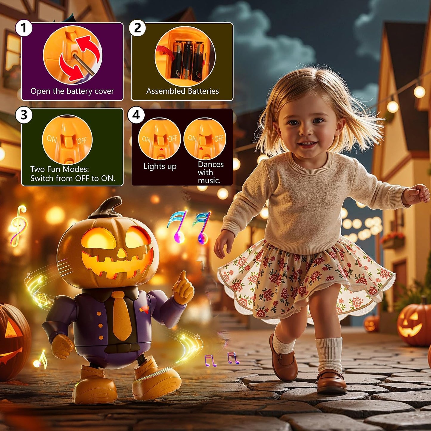 Logth Halloween Themed Toys Pumpkin Dancing Robot - Plays Spooky Music and Lights Up Eyes Fun Interactive Sensory Toy for Kids 3-7 Toddler & mature-themed Gifts Perfect Halloween Party Decoration