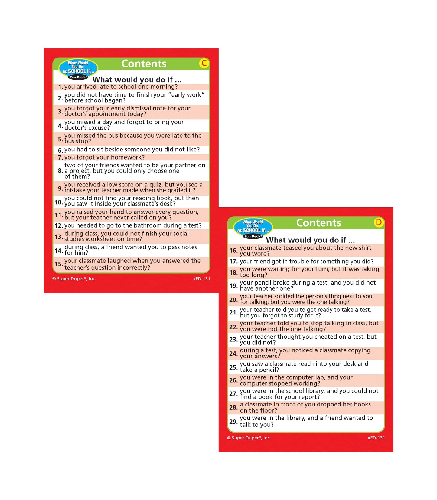 Super Duper Publications | What Would You Do at School If Fun Deck | Social Skills Flash Cards | Educational Learning Materials