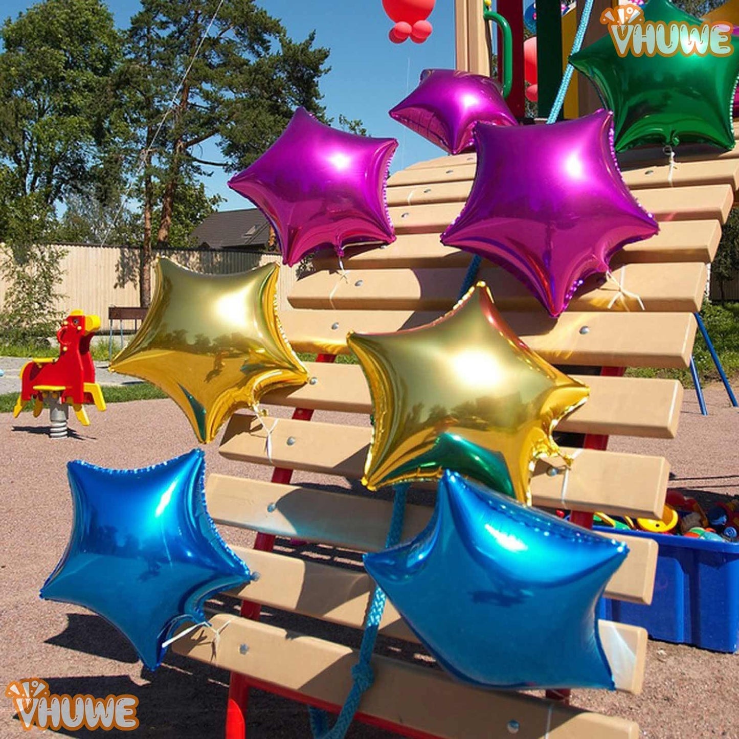 Blue Star Balloons 18 Inch, 10 Pcs Blue Star Shaped Mylar Helium Foil Metallic Balloon For Birthday Party Decorations Baby Showe