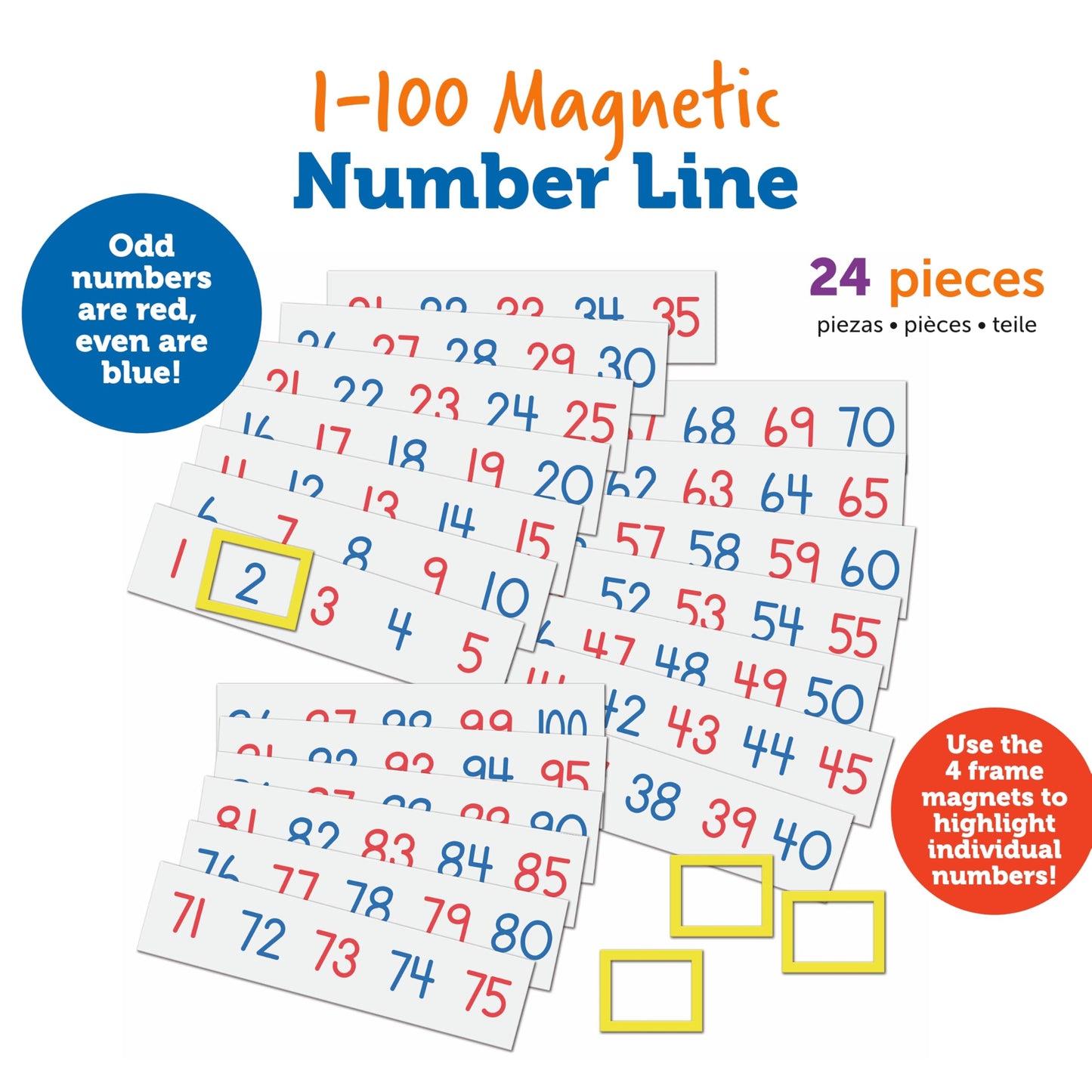 Learning Resources Magnetic Number Line 1-100, 20 Magnets, Classroom Accessories, Teacher Aids, Sets Of 5 Magnets
