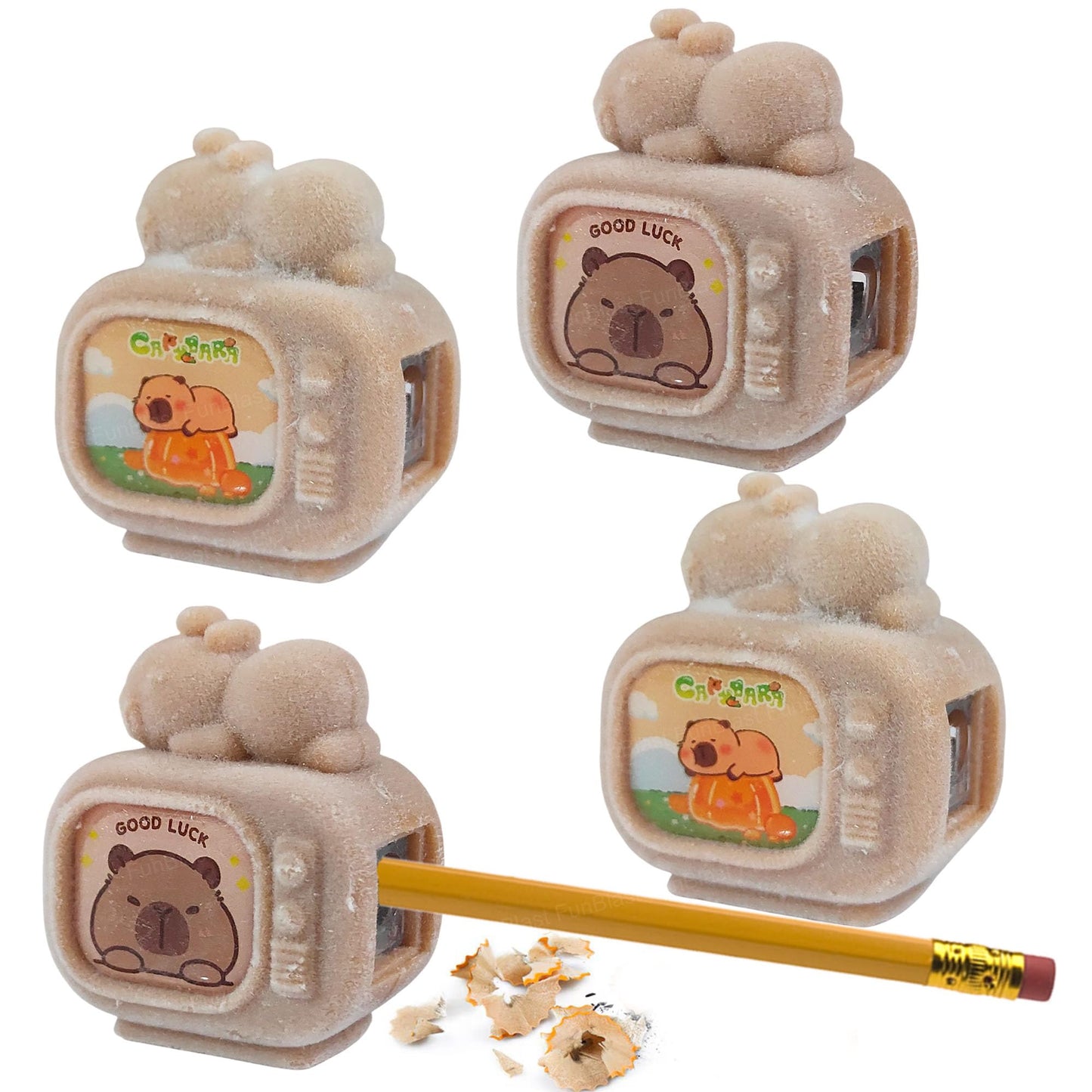 Funblast Capybara Telivision Pencil Sharpener For Kids - Set Of 4 Pcs Sharpener For Kid, Stationery Items Aesthetic, Stylish Sha