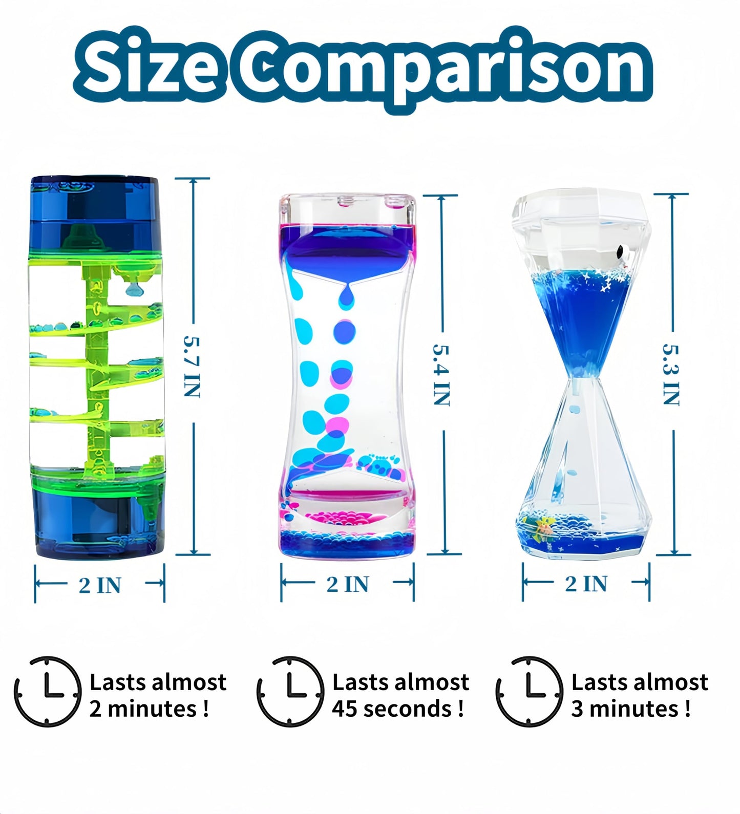 Oneshow Liquid Motion Bubbler Colorful Oil Hourglass Liquid Water Timer for Kids Sensory Fidget Toy Calm Stress Relief Desk Toys