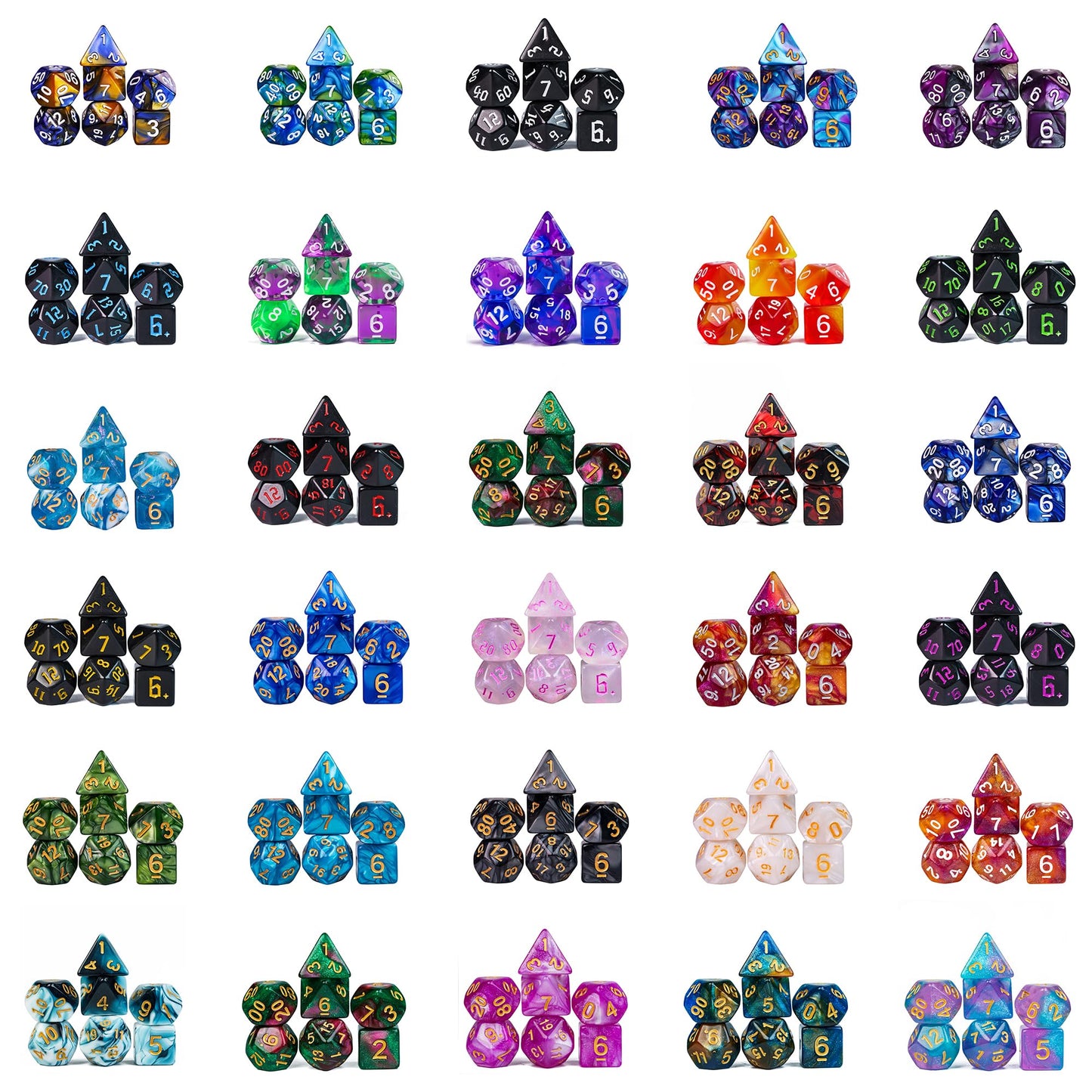 HDdais Mystery Dice Set, 7PCS Polyhedral Dice Set D&D Random Pattern, Various Styles, DND Dice Blind Bag Acrylic Dice for Role P