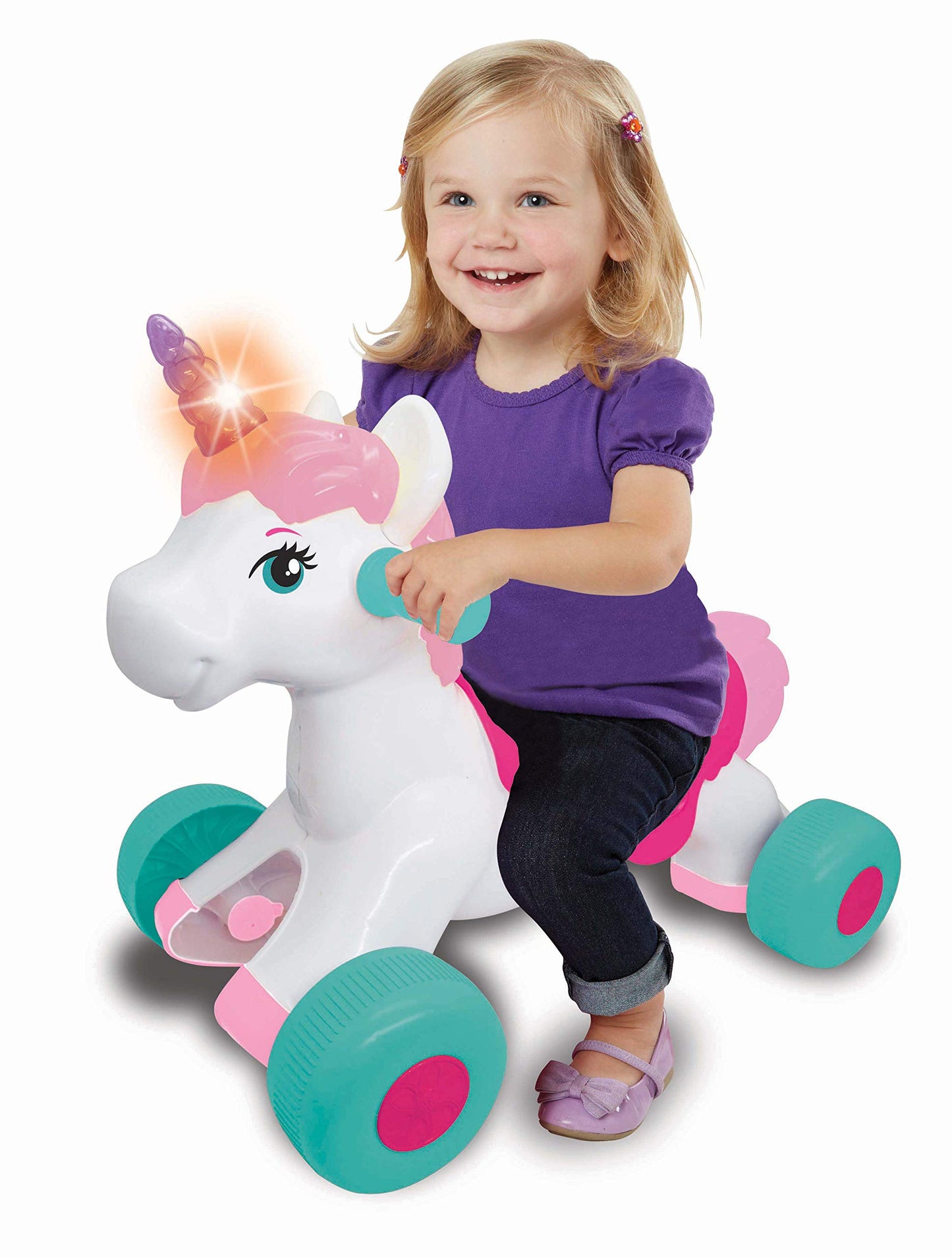 Kiddieland Light N Sounds Magical Ride-On Unicorn 22Inchesx13.50Inchesx18Inches