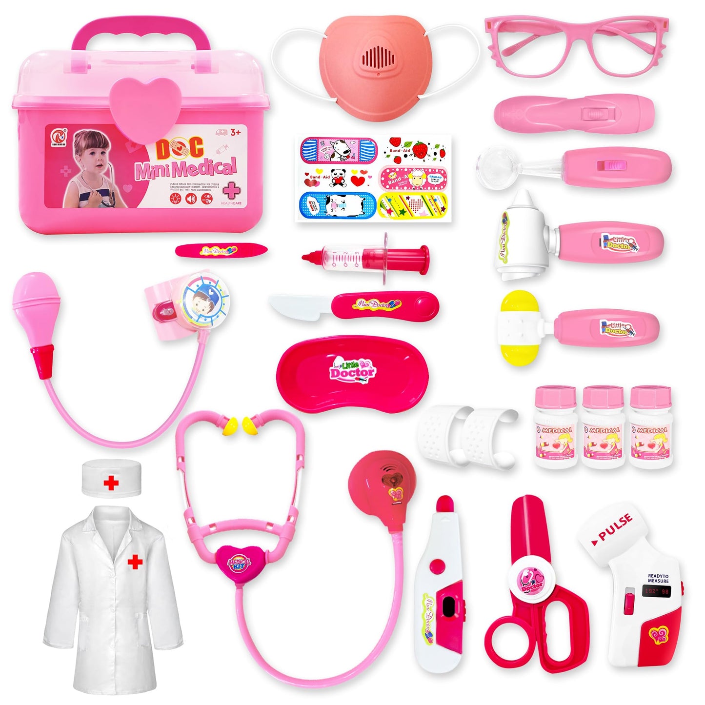 PJG Doctor Kit for Toddlers 3-5, Pretend Doctor Kids Play Set with Costume and Stethoscope Ages 3-6 ,Doctor Kit Toys for 2 3 4 5