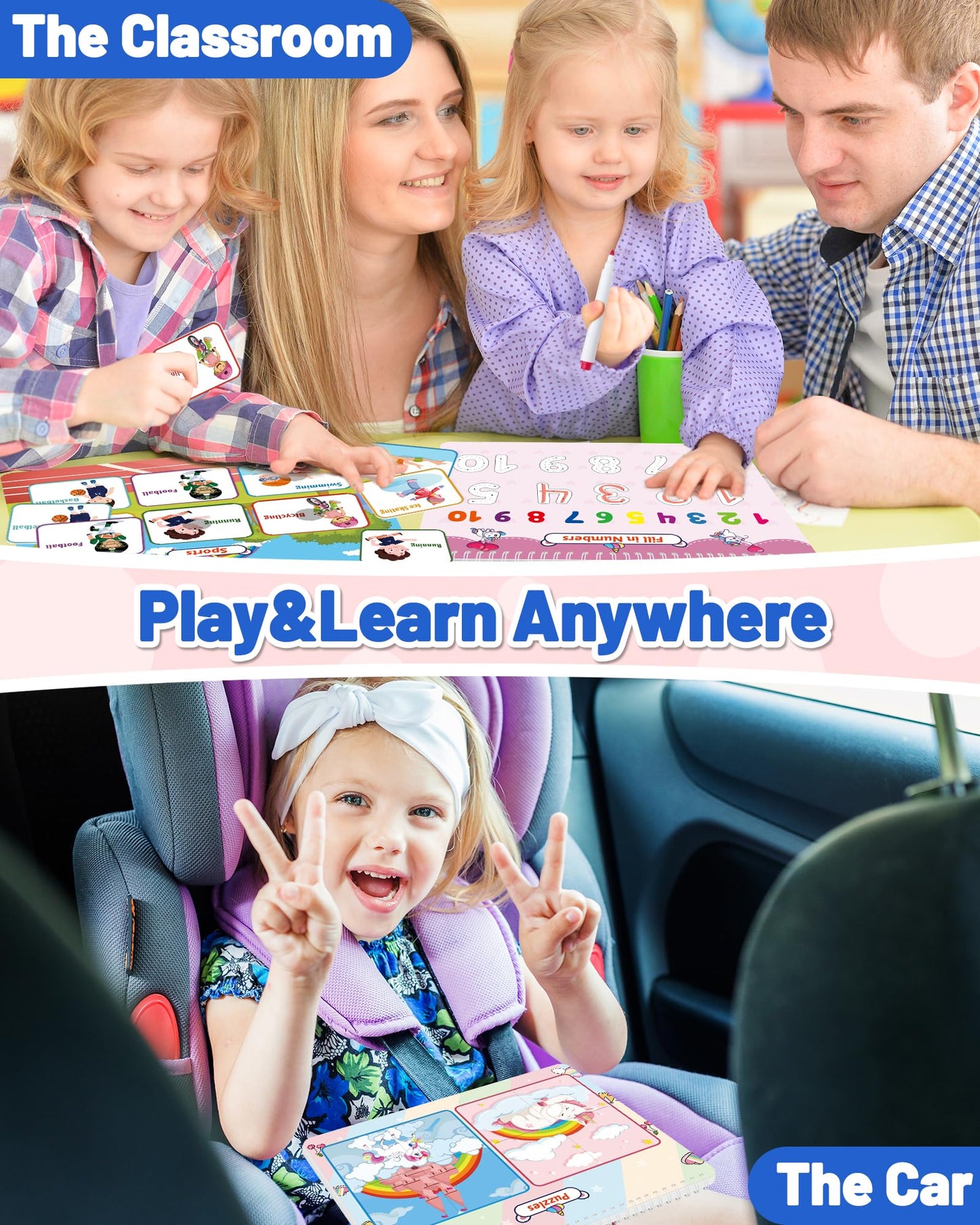 Unicorn Busy Book For Toddlers 3-5, Preschool Toddler Learning Activities Book, Educational Montessori Toys For 3 4 5 Year Old G