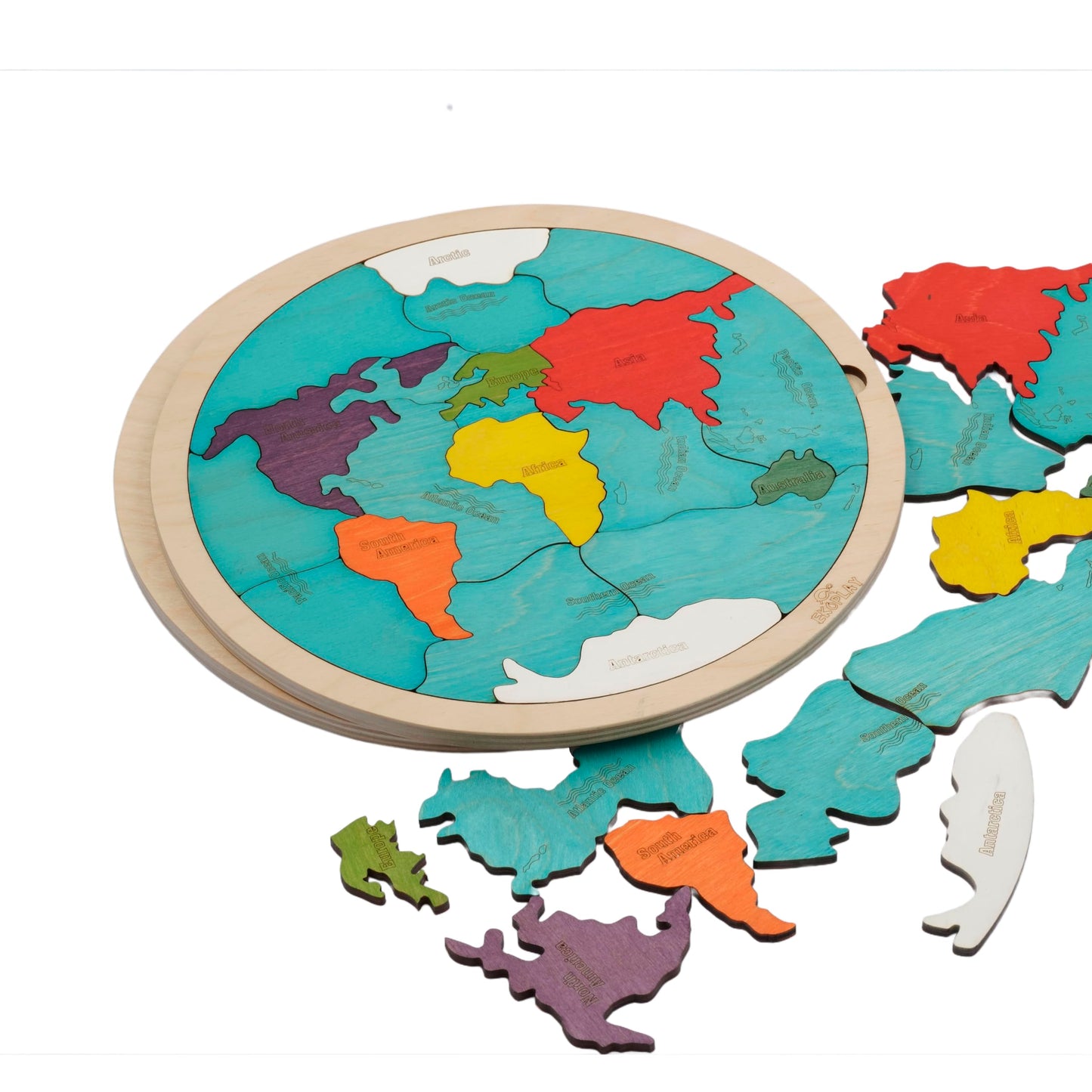 7 Continents & 5 Oceans Of The Earth Wooden Jigsaw Puzzle For Kids | 21 Puzzle Pieces | Learning & Educational Toy Gift For Boys & Girls Ages 3 Years And Above