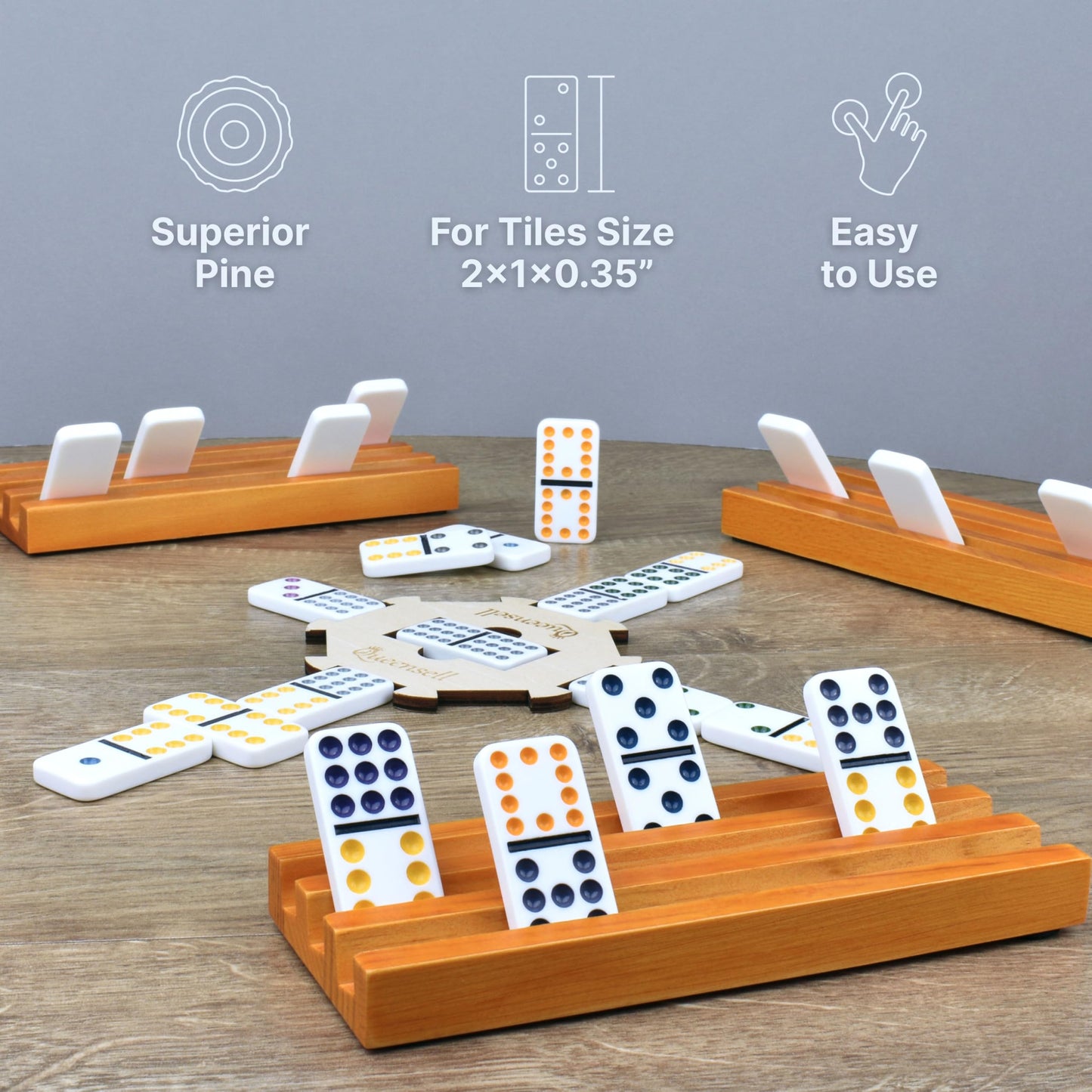 Queensell Domino Holders For Mexican Train - Domino Trays Set Of 4 - Mexican Train Accessories - Domino Racks From Mexican Train Game (Medium)