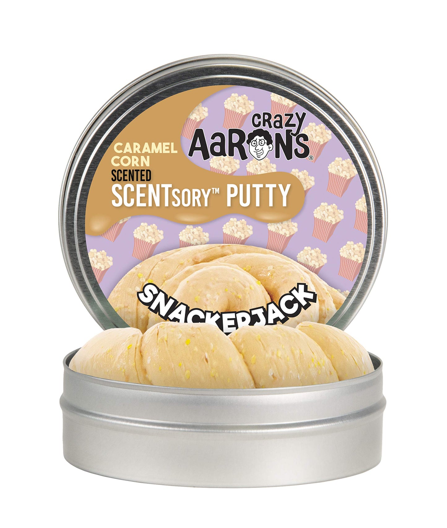 Crazy Aaron'S Scentsory Scented Thinking Putty, Snackerjack, 2.75'' Tin - Carmel Corn Scented Yellow Putty Toy - Stretch, Play A