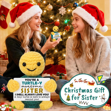 Christmas Sister Gifts from Sisters Birthday Stocking Stuffers Sister Gifts for Women Girls mature-themed I Love You Sister in Law Bestie Soul Sister Gift Presents Small Cute Handmade Knitted Crochet Turtle