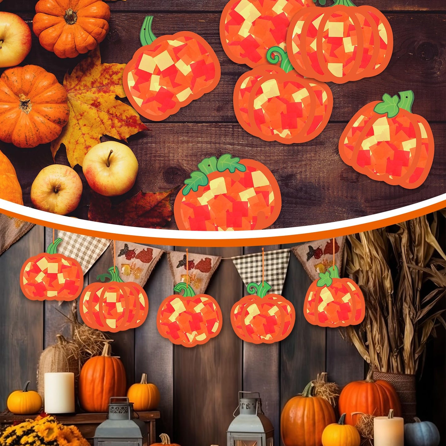 Chiisong 24 Sets Pumpkin Crafts Kit DIY Tissue Paper Sign Crafts for Back to School Fall Harvest Thanksgiving Religious Christia