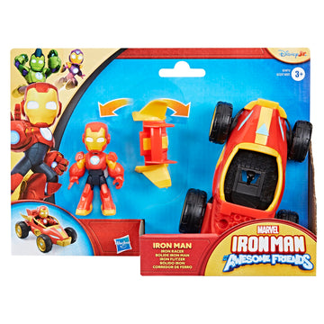 IRON MAN AND HIS AWESOME FRIENDS Marvel Iron Racer Action Figure & Toy Vehicle 3-Inch Action Figures Super Hero Toys for Kids Ages 3+