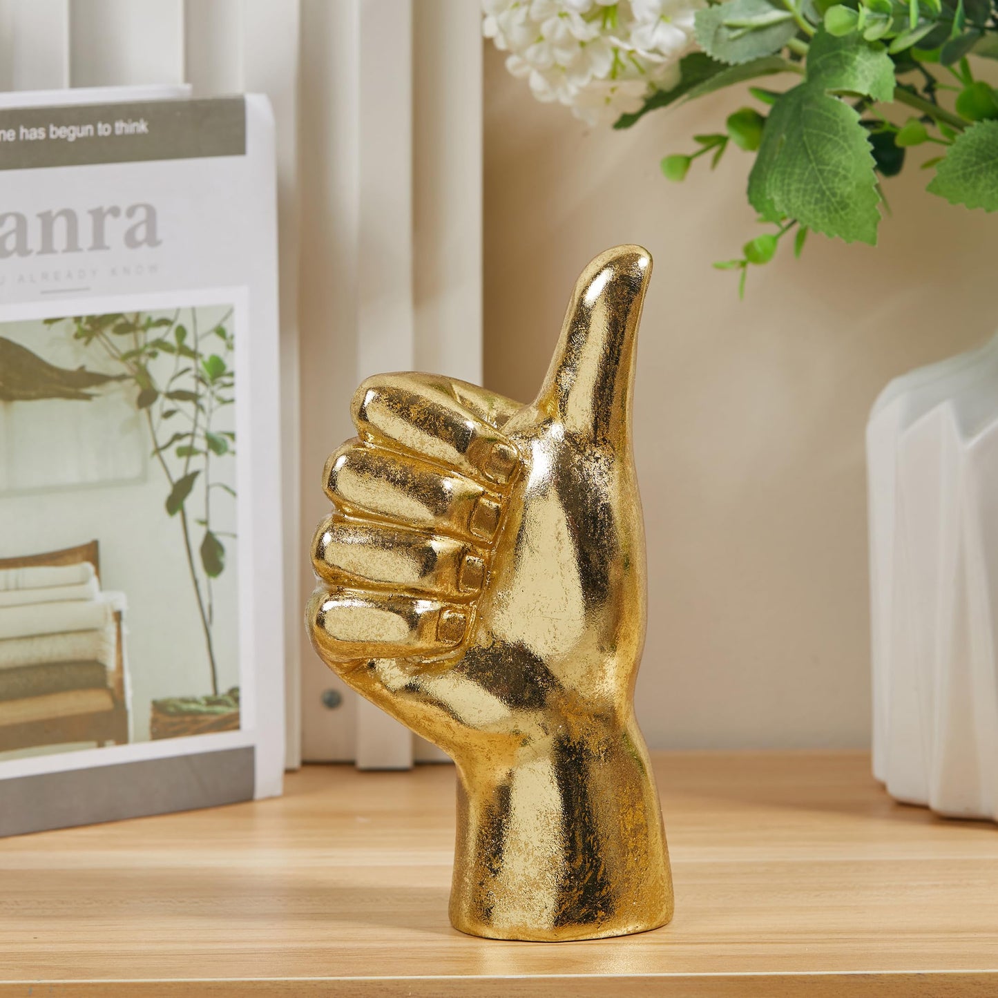 Micdecor Gold Decor Good Job Thumb Up Asl Hand Sign, Classic Gesture Hand Sculpture For Christmas New Year Birthday 8.46 I
