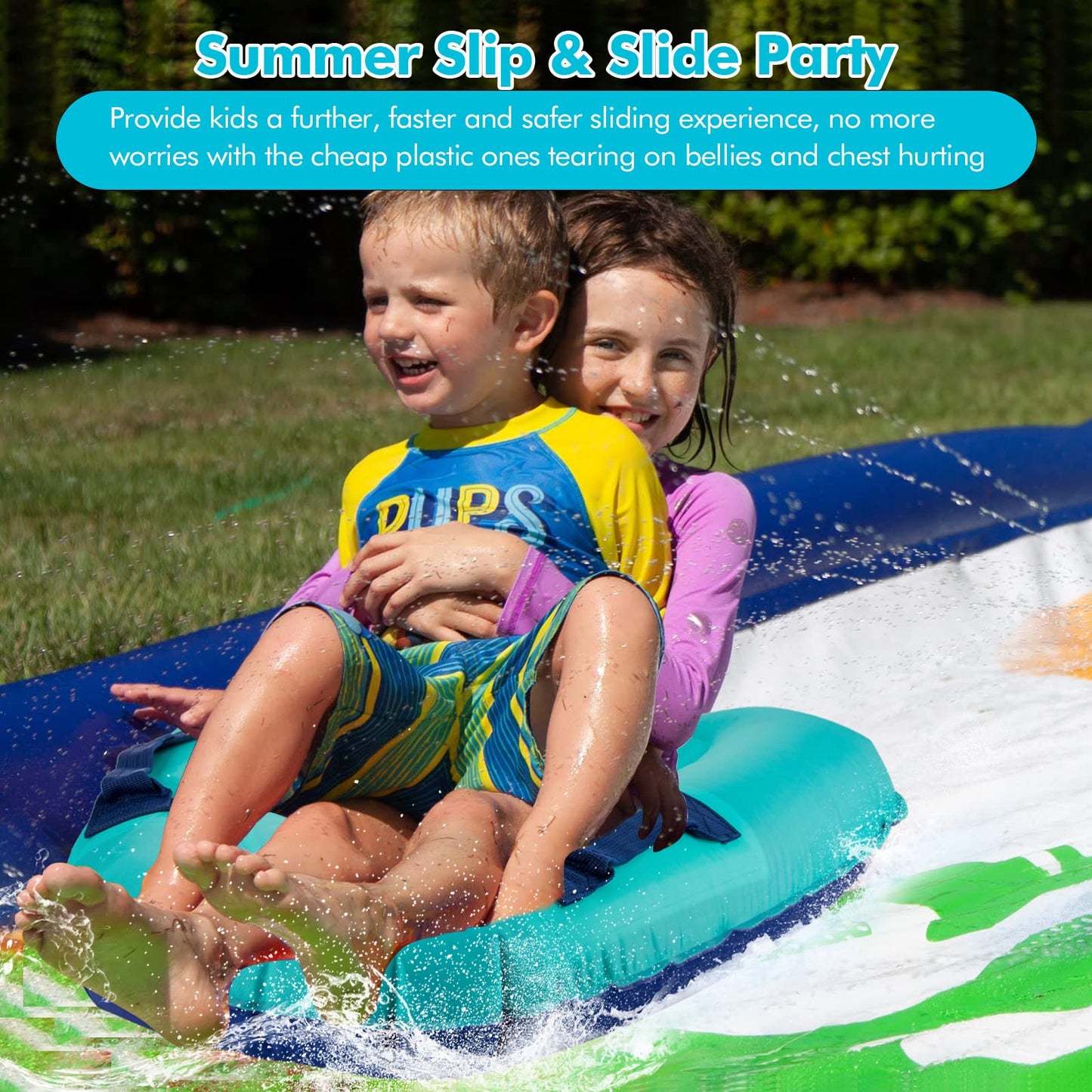 Inflatable Surf Body Board With Handles, Lightweight Swimming Floating Surfboard Aid Mat Learn To Swim, Beach Safety Theme Surfi